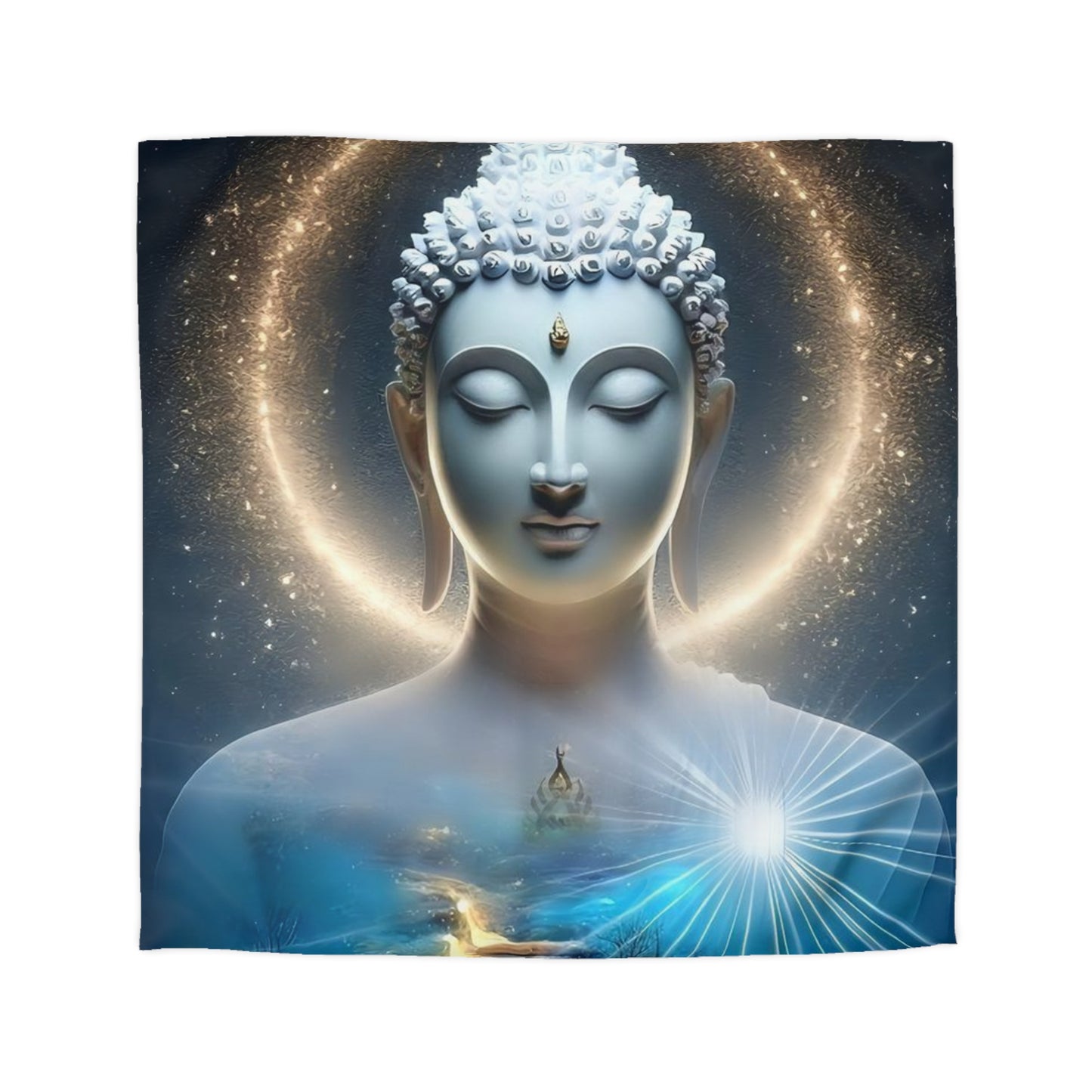 Serene Buddha Duvet Cover – Enlightened Cosmic Bedding by Druvs (Available in All Sizes)