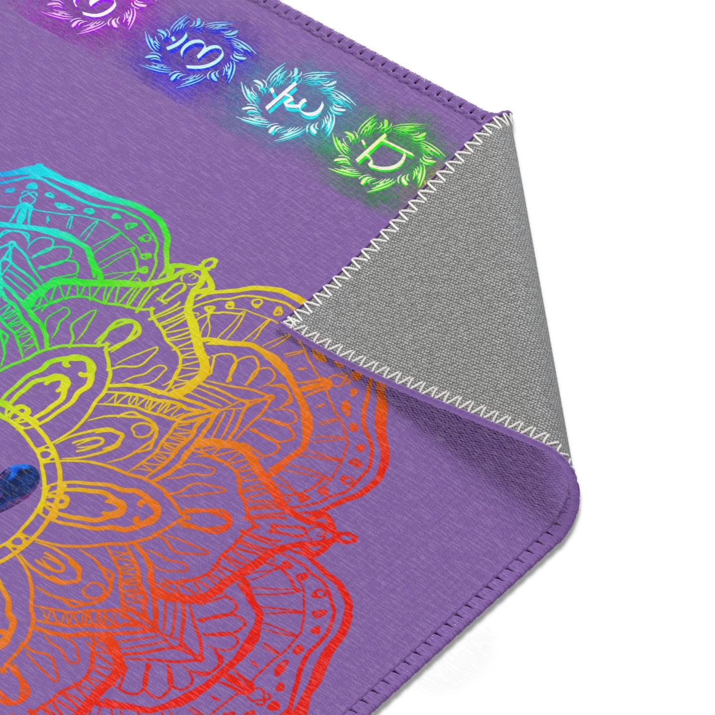 Rainbow Chakra Mandala Area Rug – Sacred Energy Floor Mat