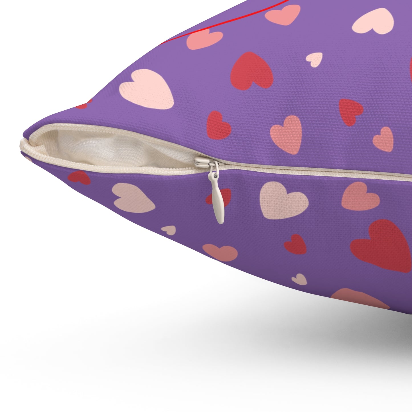 Be My Love – Valentine’s Teddy Cushion Pillow in Purple with Hearts