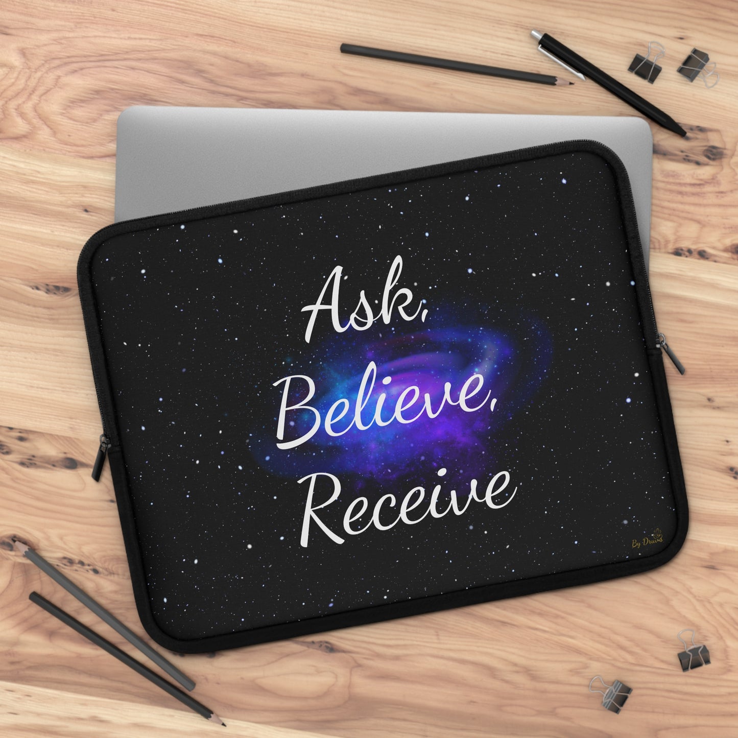 Ask. Believe. Receive. Laptop Sleeve – Cosmic Law of Attraction Tech Case by Druvs