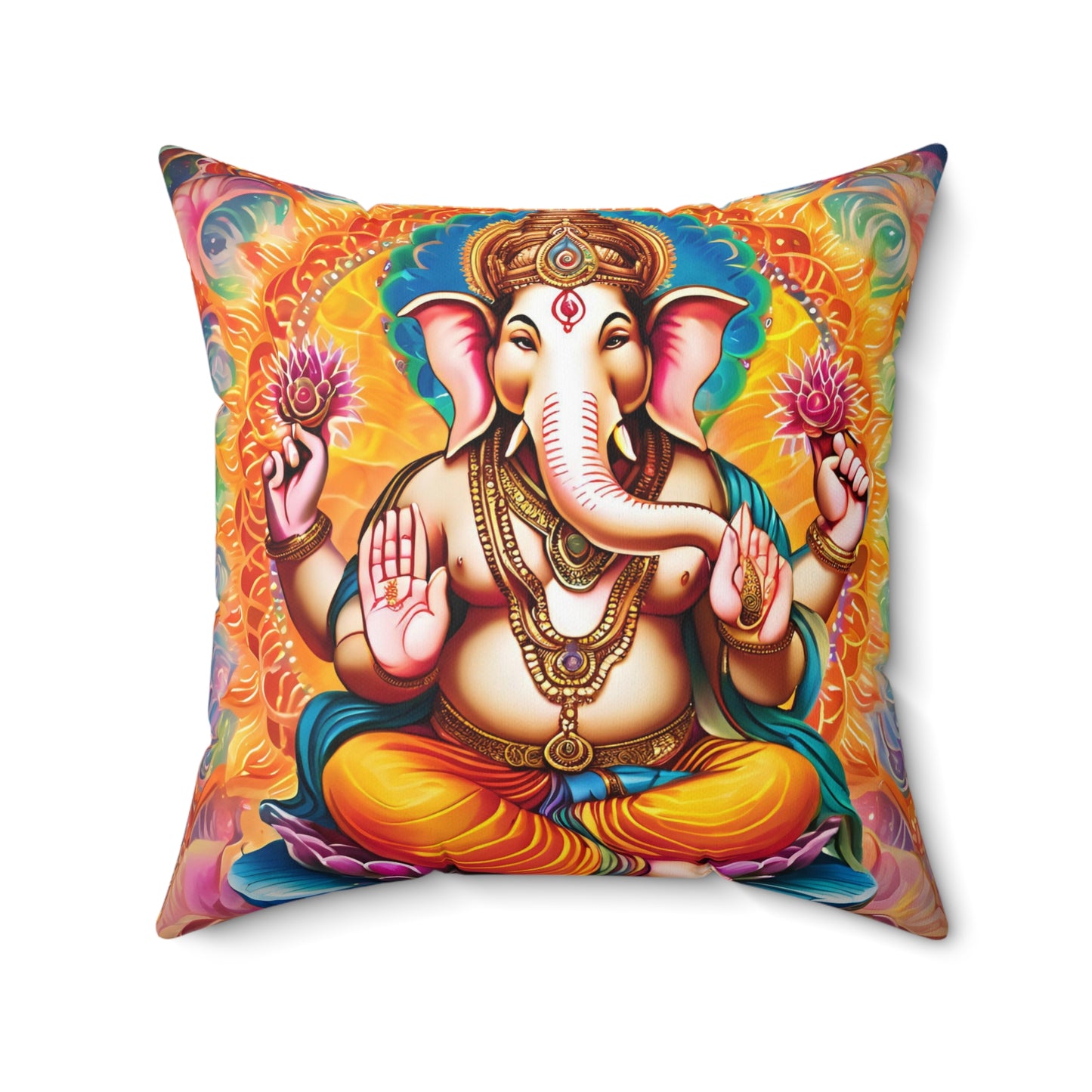 Ganesh Decorative Pillow – Vibrant Hindu God Throw Cushion for Home & Spiritual Spaces