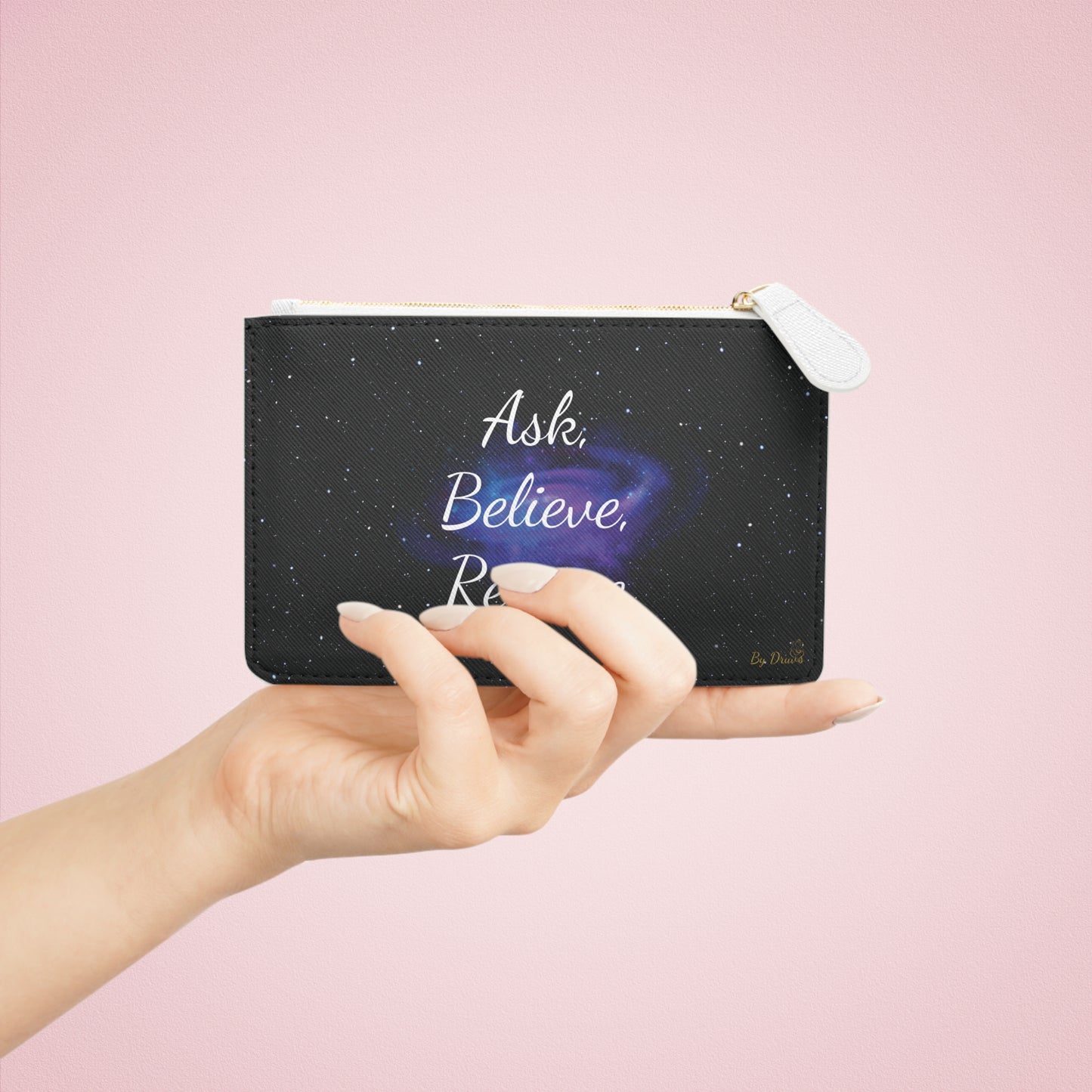 Mini Clutch Bag with Ask Believe Receive , Gift Idea