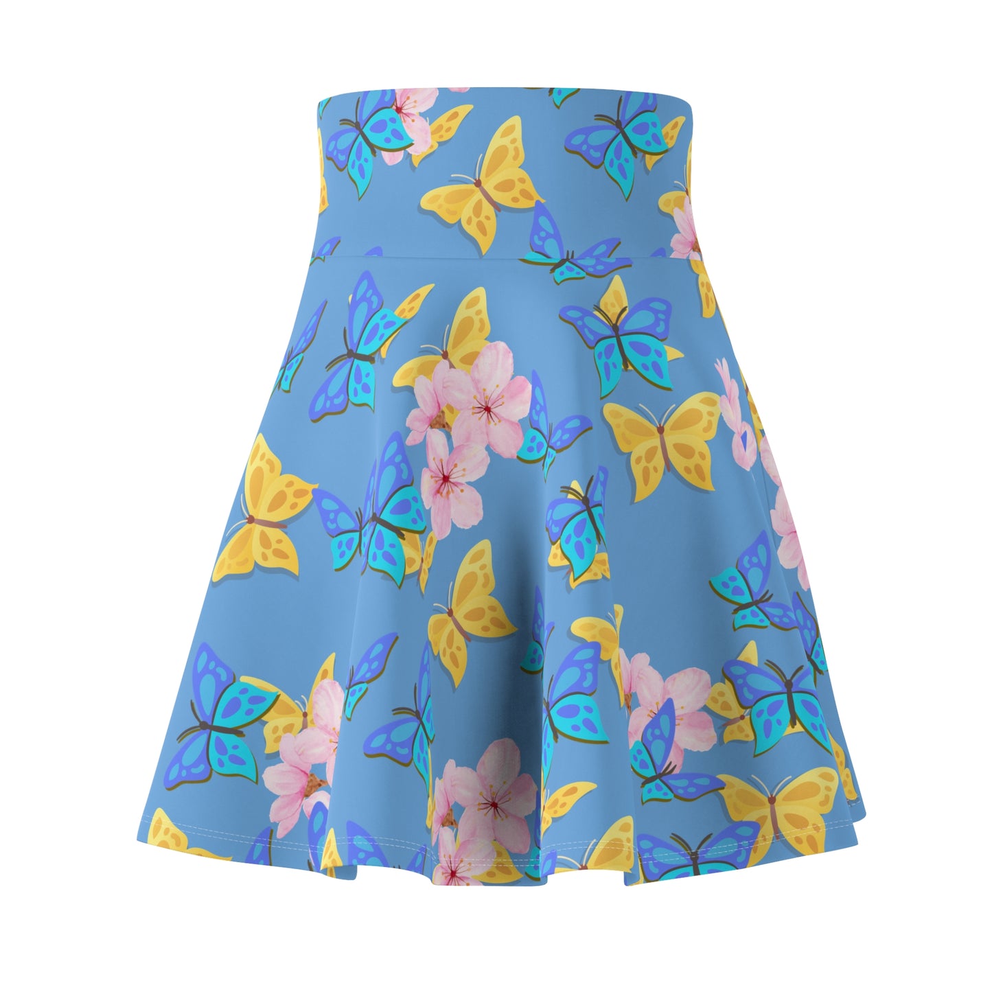 Bloom & Butterflies Skater Skirt – Spring Floral Print by Druvs