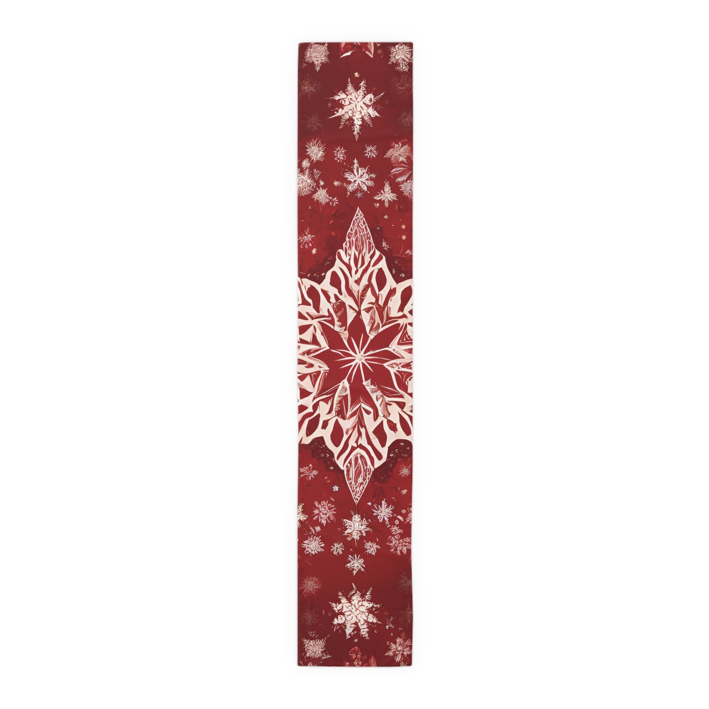 Table Runner - Red Christmas Star Snowflake Pattern