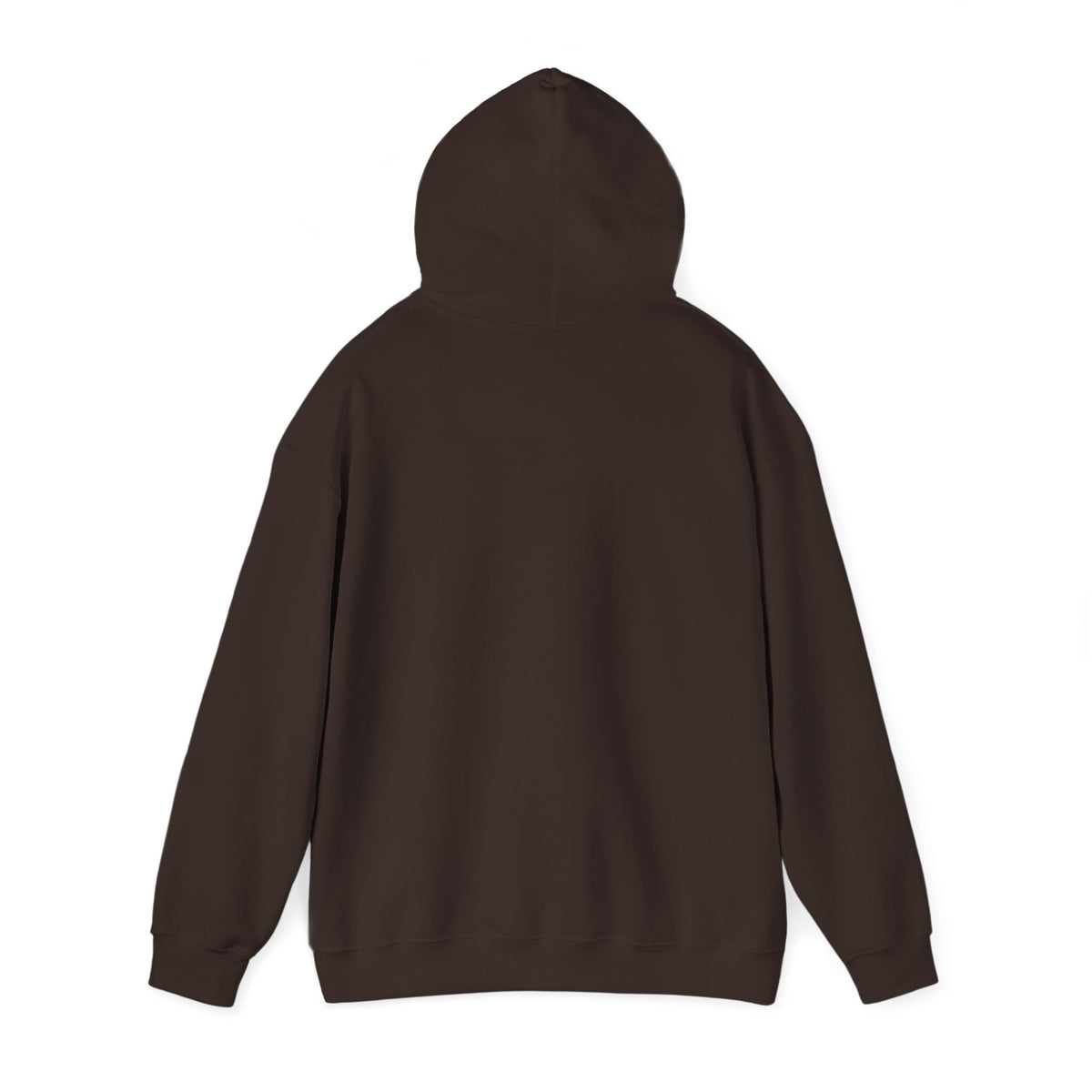 dark chocolate winter hoodie shown from the back