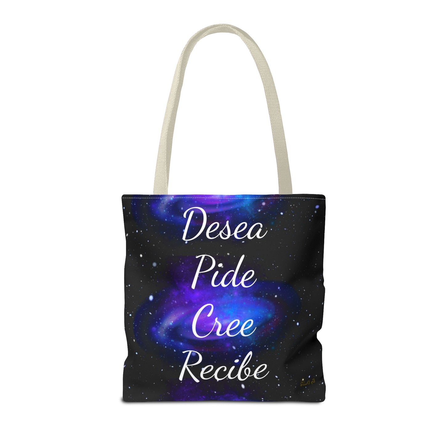 Desea Pide Cree Recibe Tote Bag – Bolsa Cósmica de Afirmaciones Espirituales por Druvs