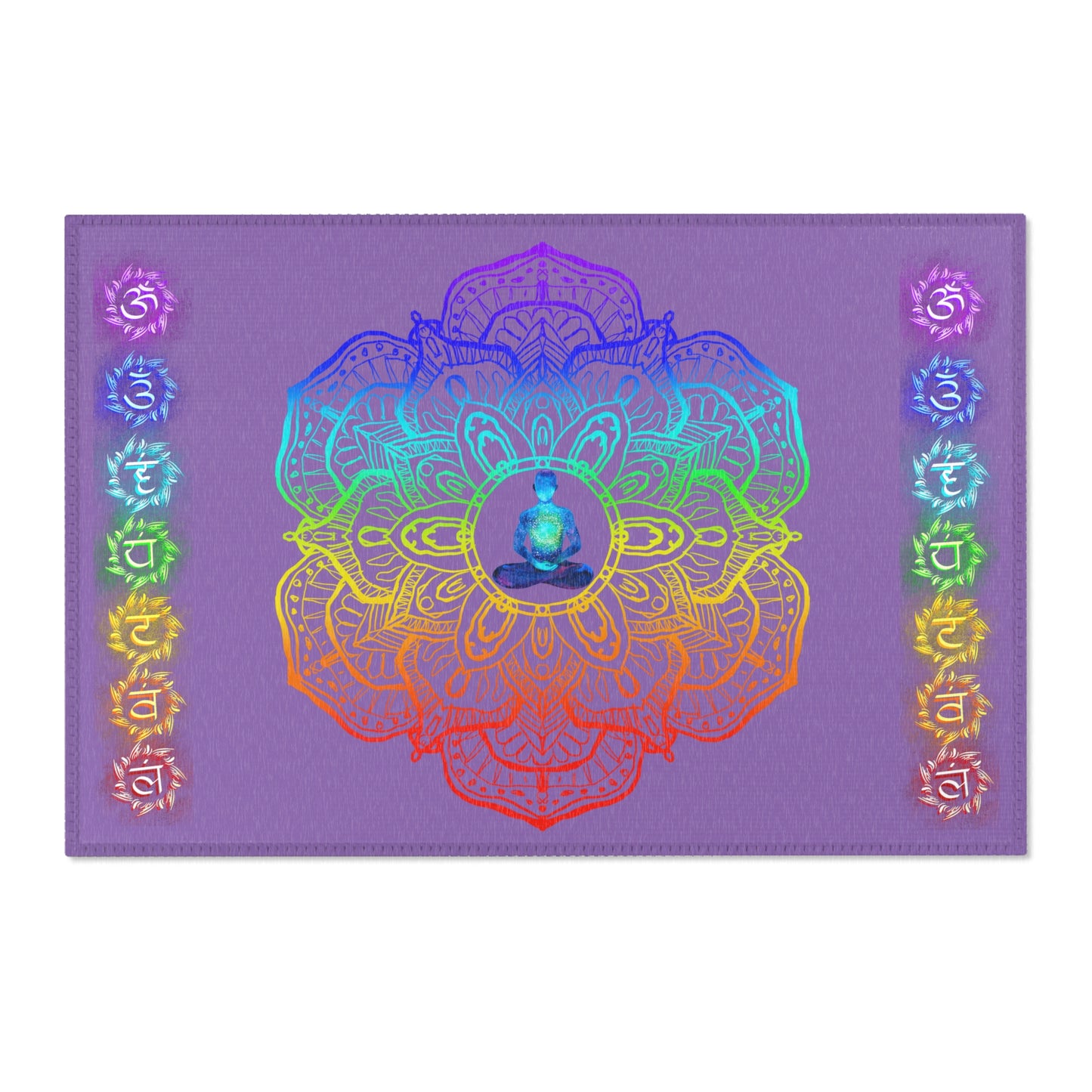 Rainbow Chakra Mandala Area Rug – Sacred Energy Floor Mat