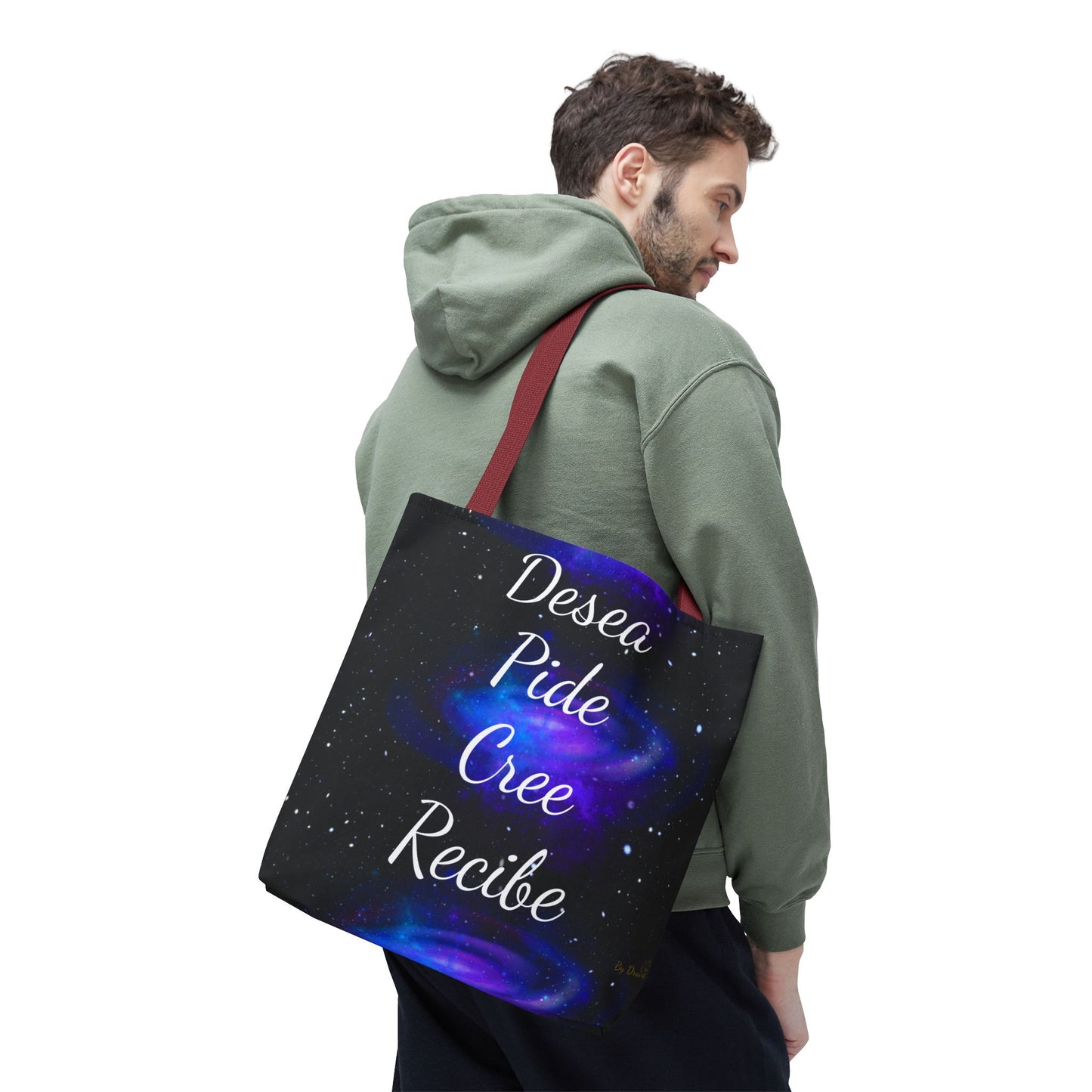 Desea Pide Cree Recibe Tote Bag – Bolsa Cósmica de Afirmaciones Espirituales por Druvs