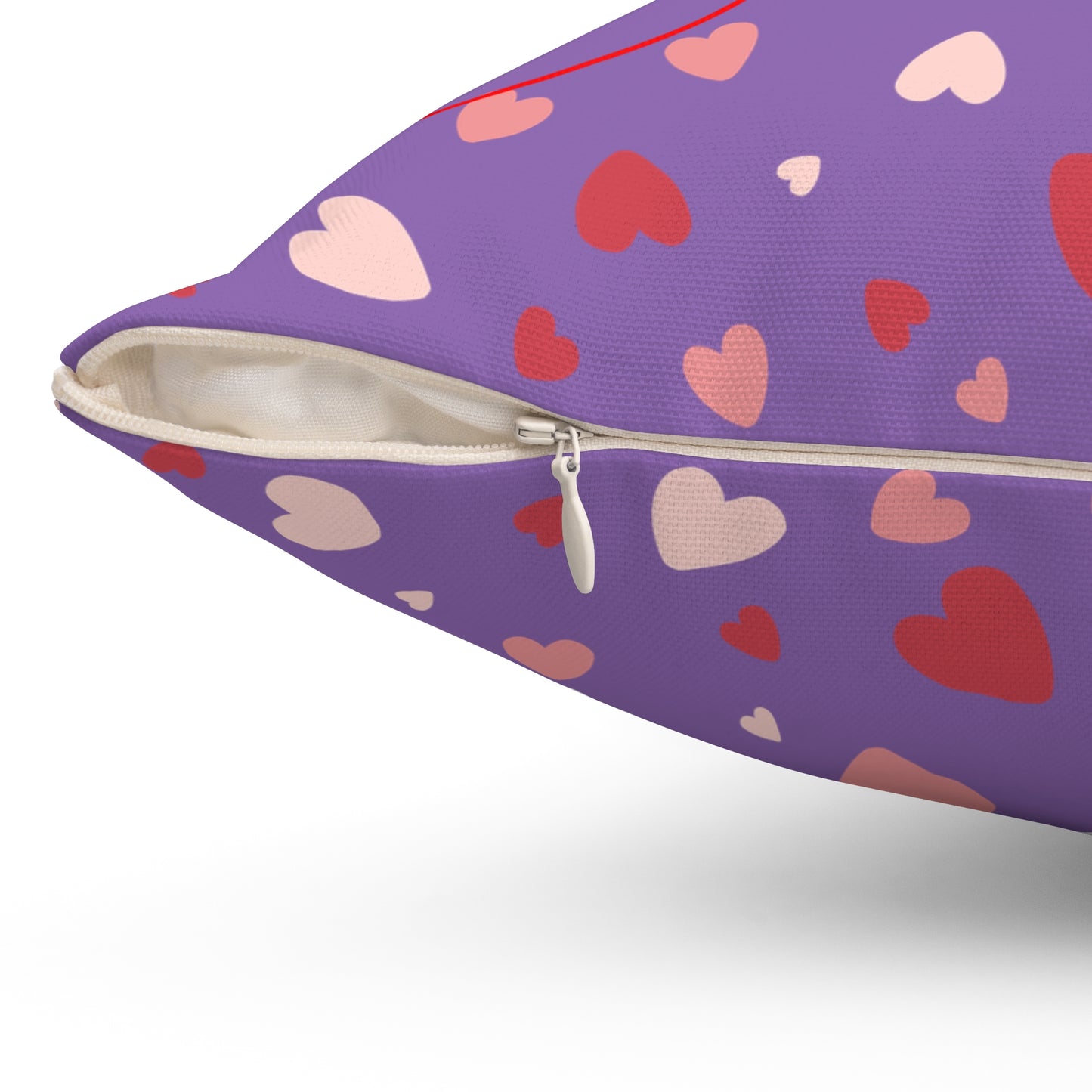 Be My Love – Valentine’s Teddy Cushion Pillow in Purple with Hearts