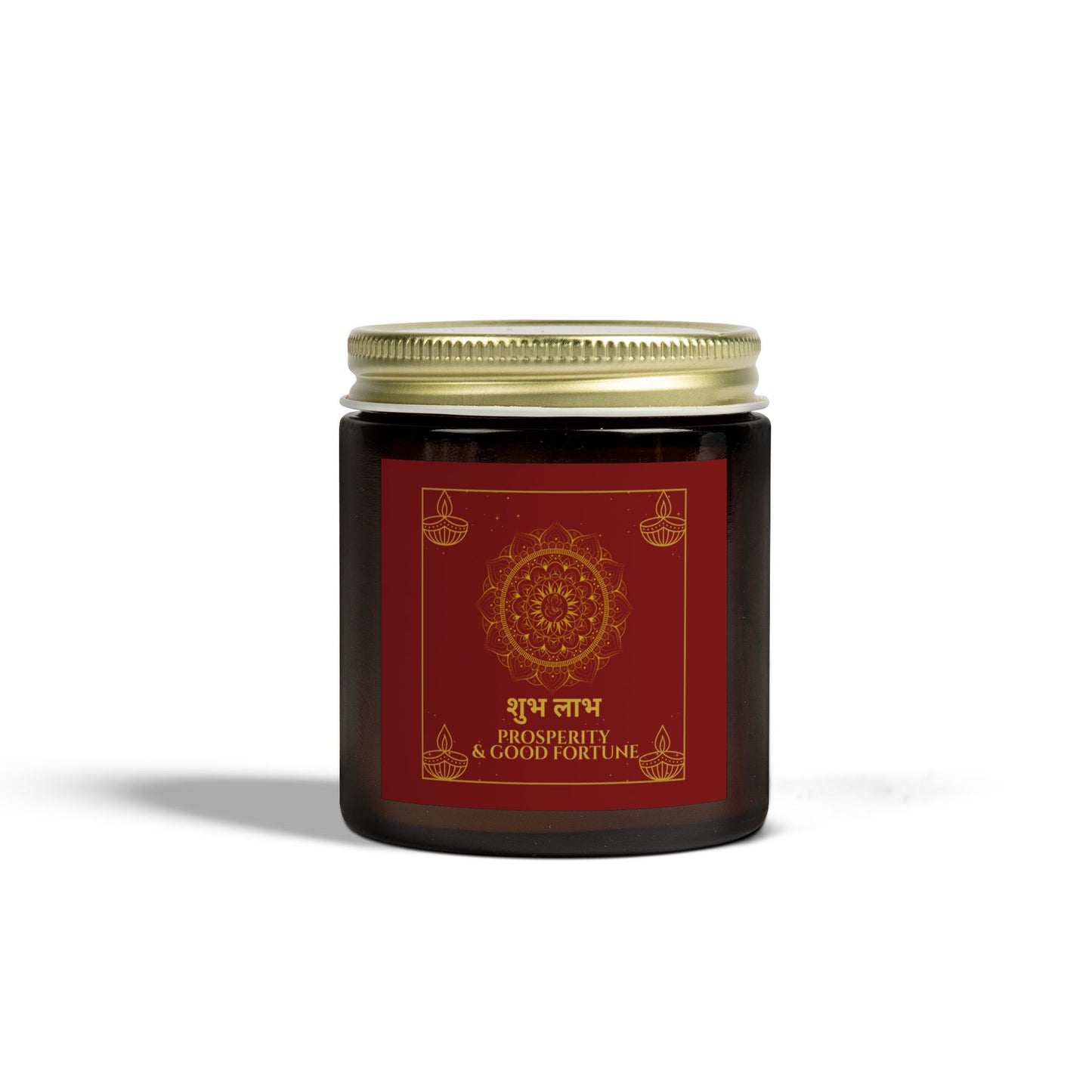 Shubh Labh Prosperity Candle – Red & Gold Diwali Soy Jar | Good Fortune Edition