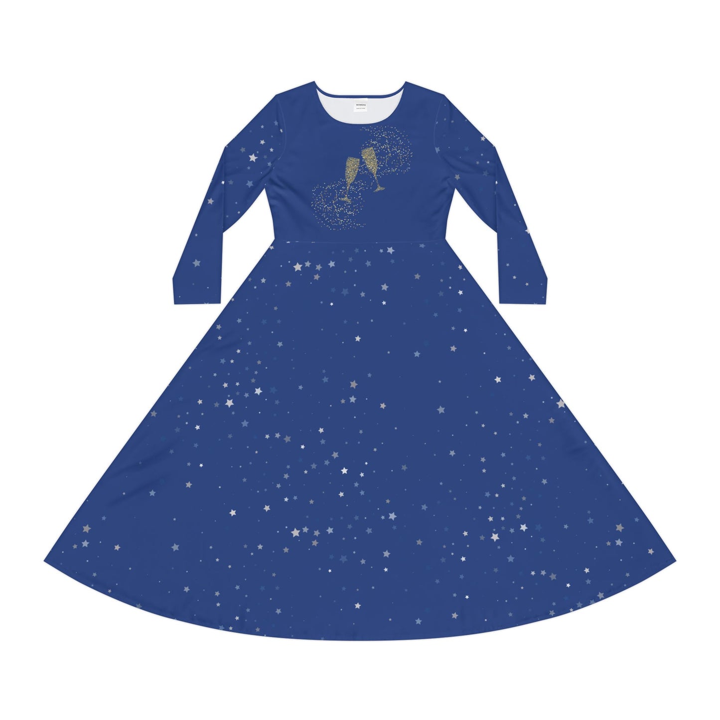 Long Sleeve Dress with Champagne Glass and Stars