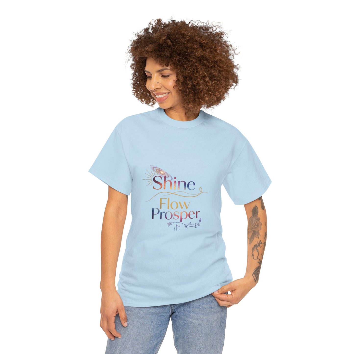 Shine Flow Prosper T-Shirt – Cosmic Manifestation Tee by Druvs