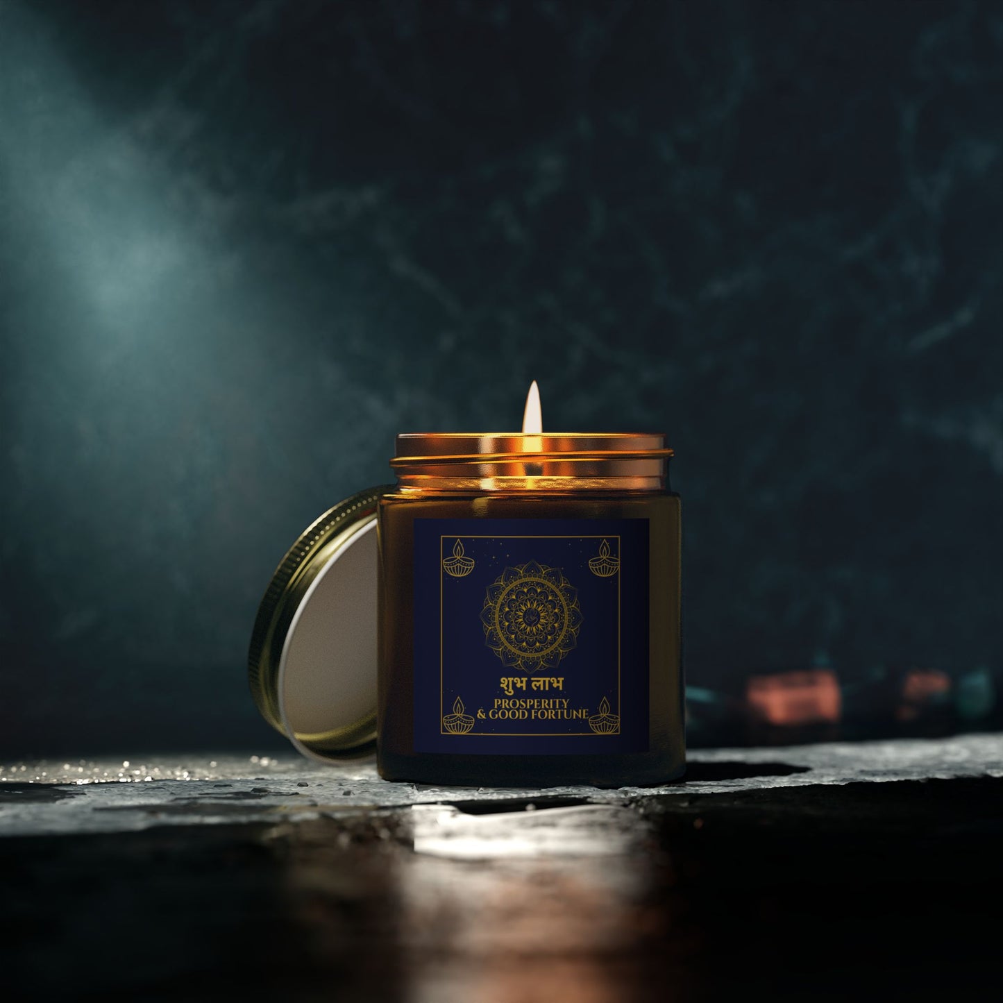 Shubh Labh Prosperity Candle – Diwali Scented Jar with Mandala & Mantra Design