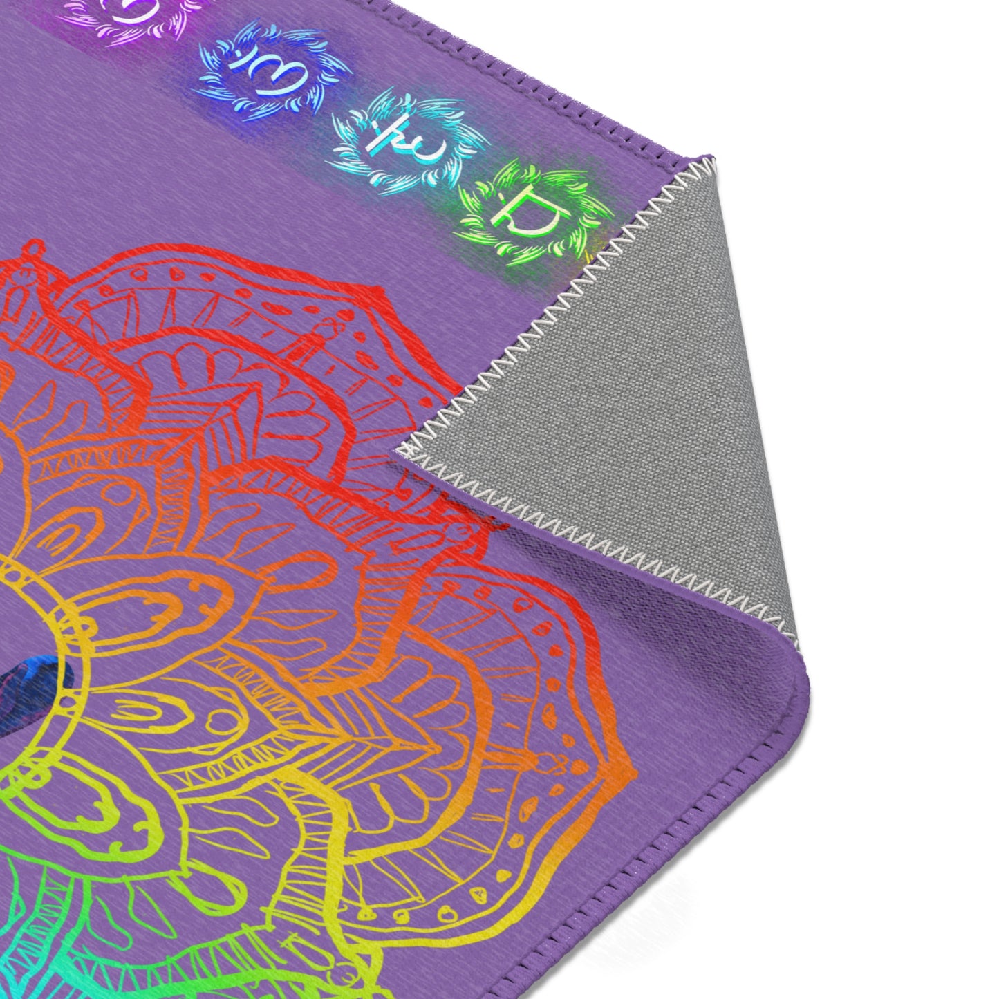 Rainbow Chakra Mandala Area Rug – Sacred Energy Floor Mat