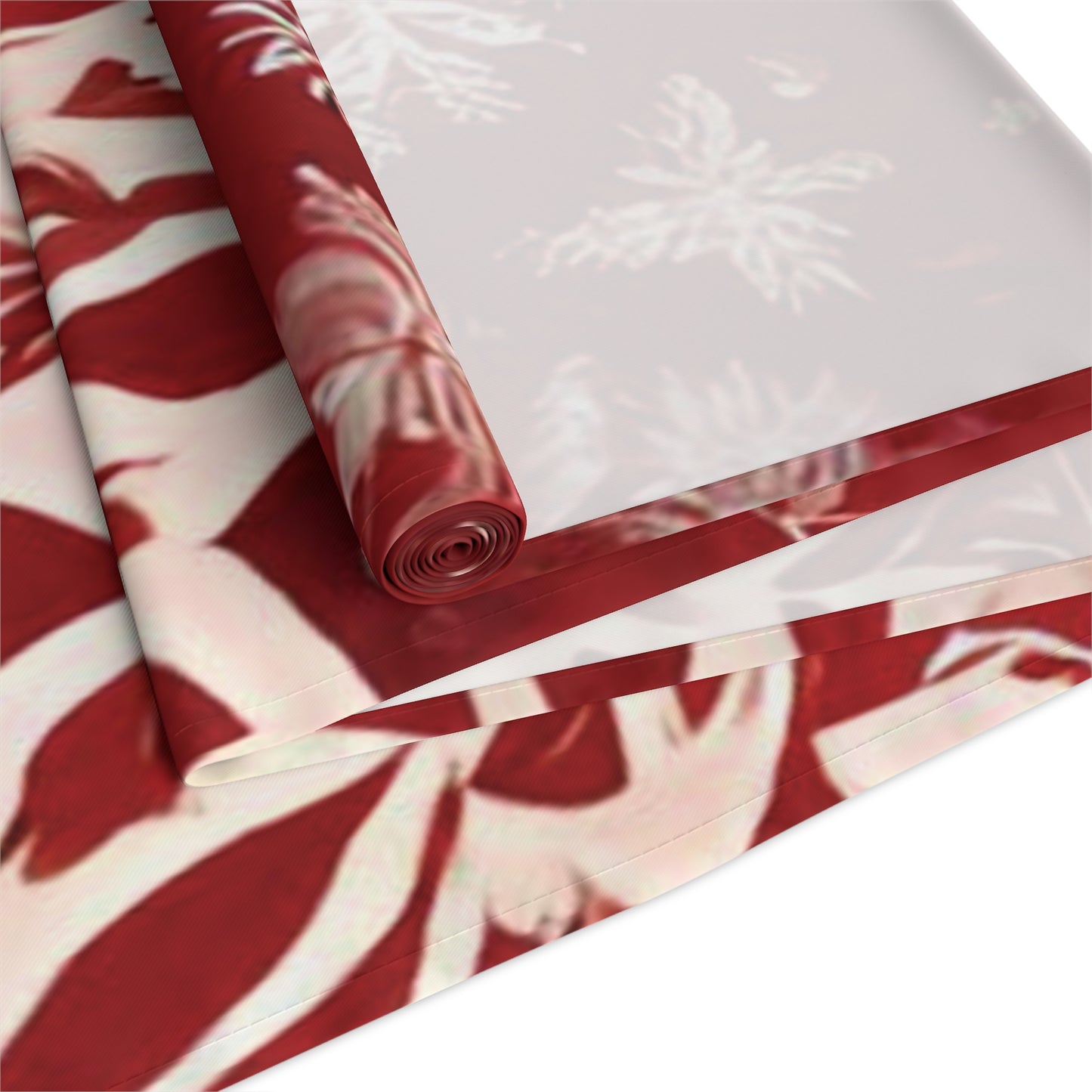 Table Runner - Red Christmas Star Snowflake Pattern