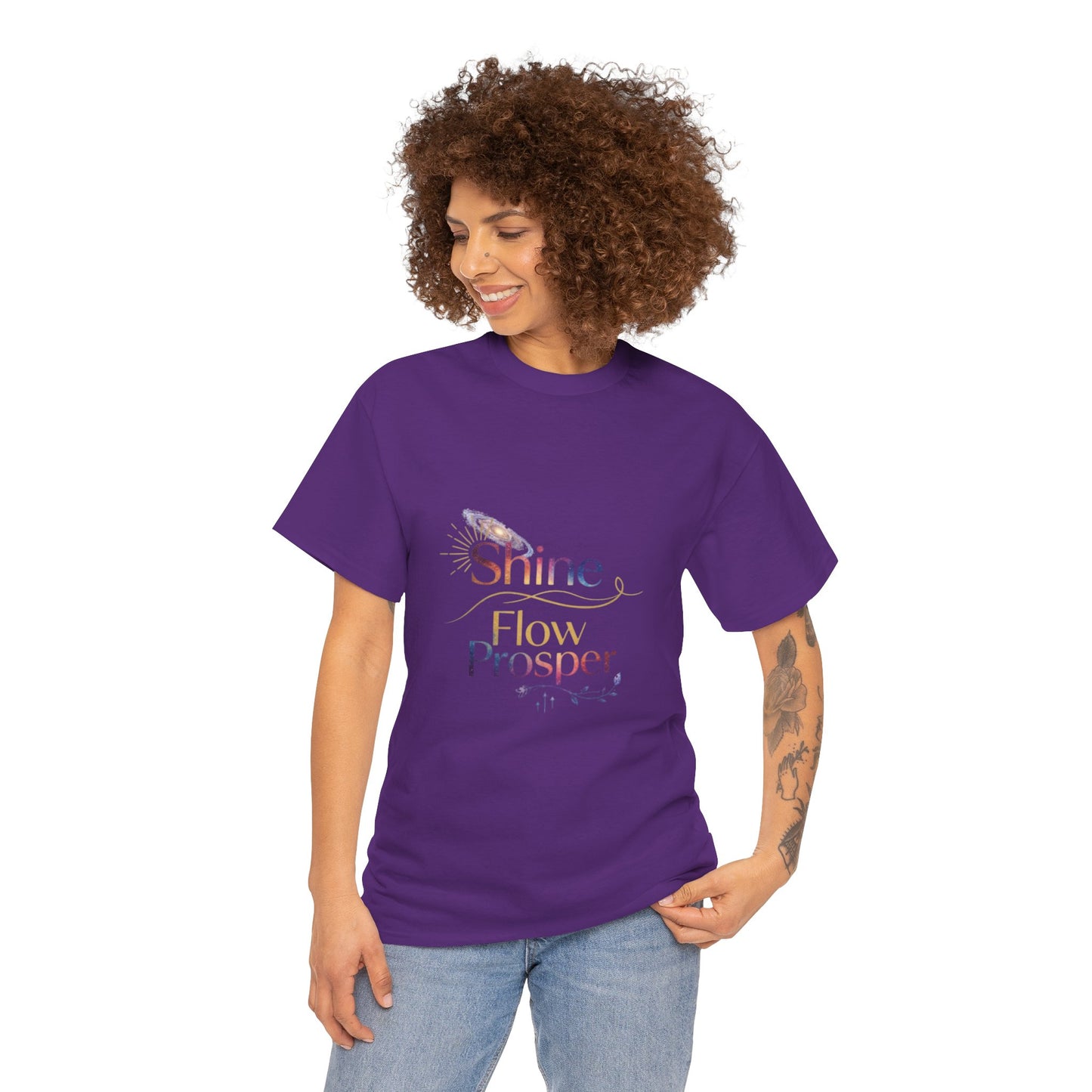 Shine Flow Prosper T-Shirt – Cosmic Manifestation Tee by Druvs