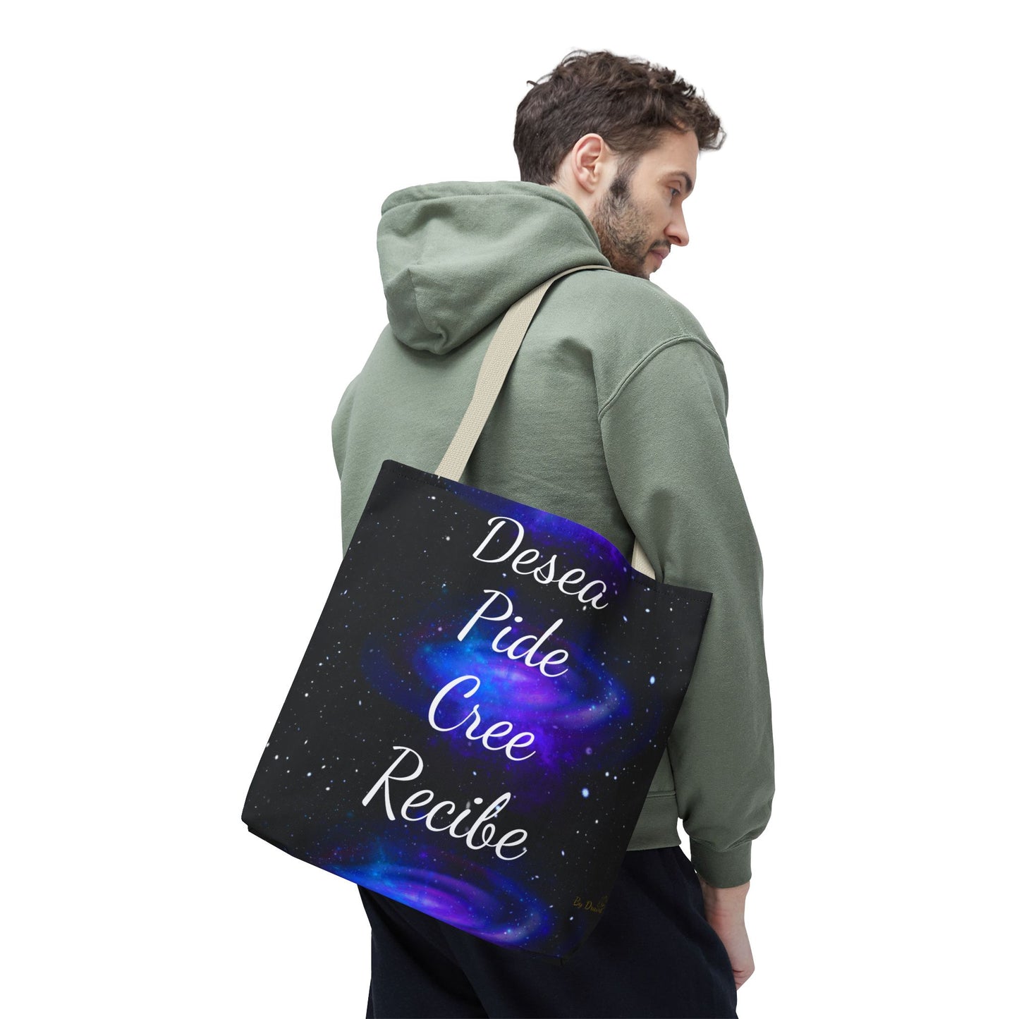 Desea Pide Cree Recibe Tote Bag – Bolsa Cósmica de Afirmaciones Espirituales por Druvs