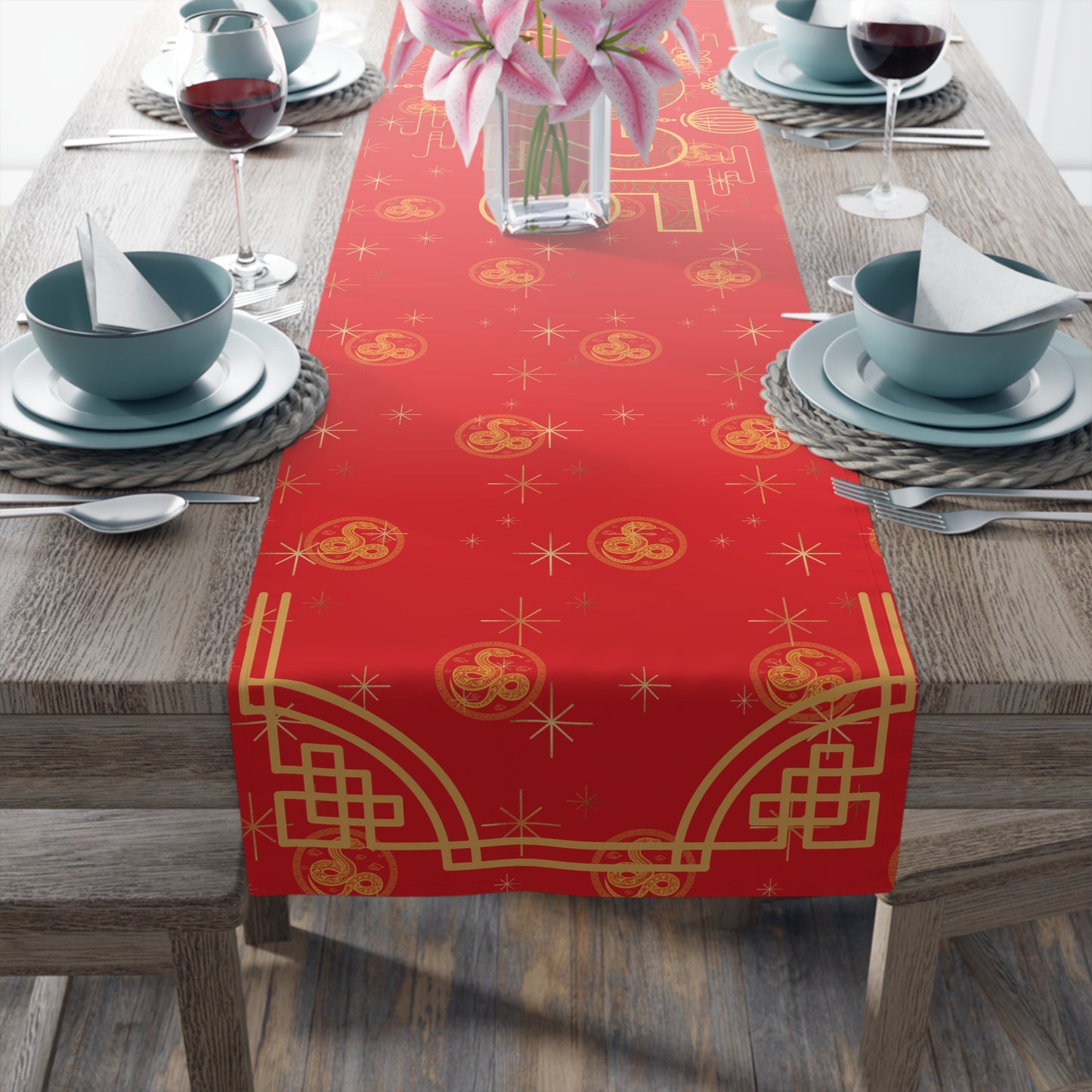 Chinese New Year Snake 2025 Table Runner