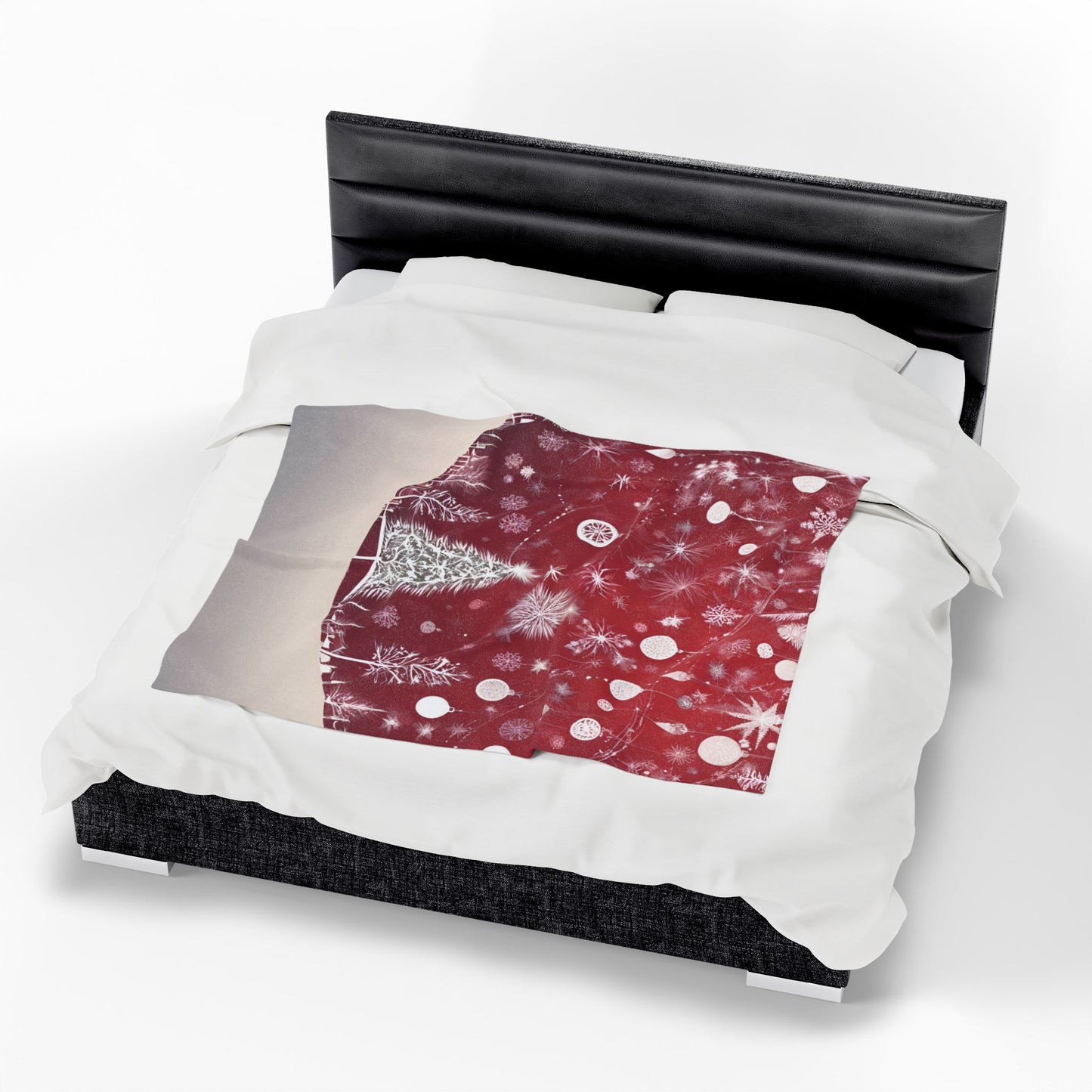Velveteen Christmas Snowflake Blanket – Red & White Cozy Holiday Throw