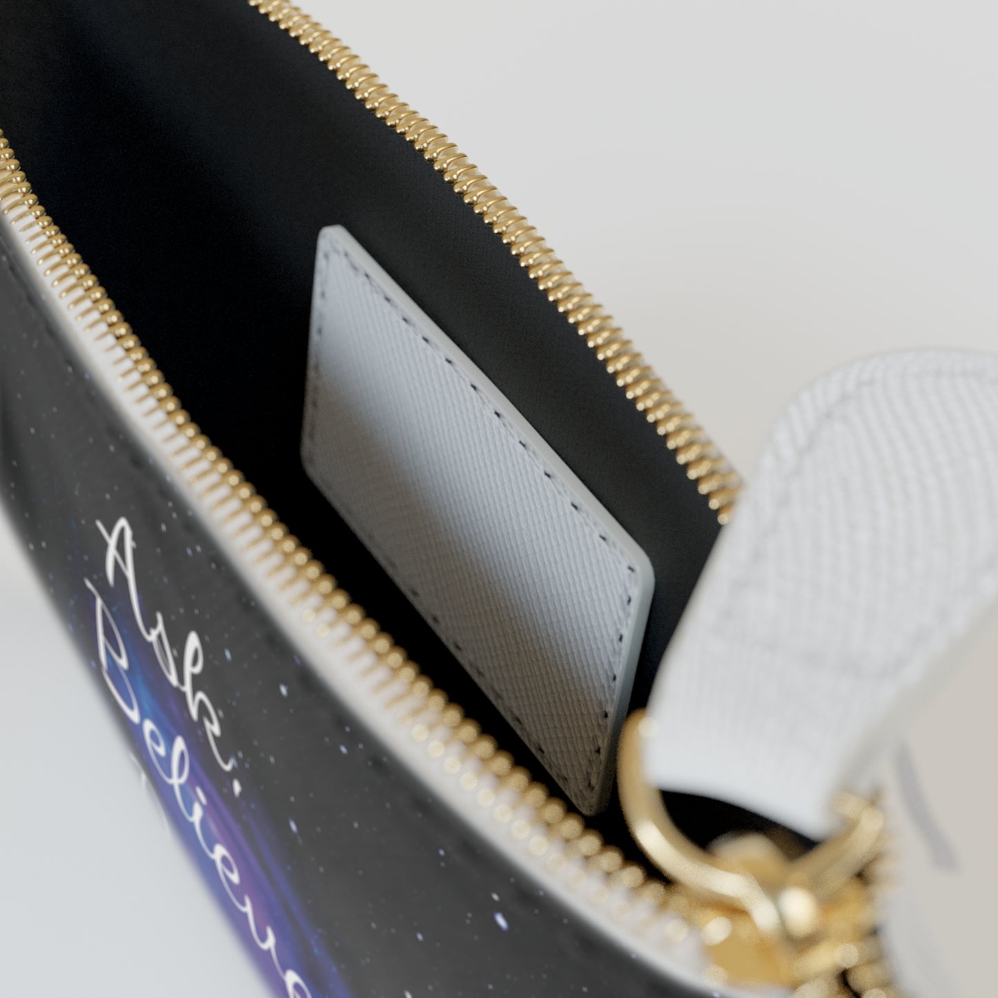Mini Clutch Bag with Ask Believe Receive , Gift Idea