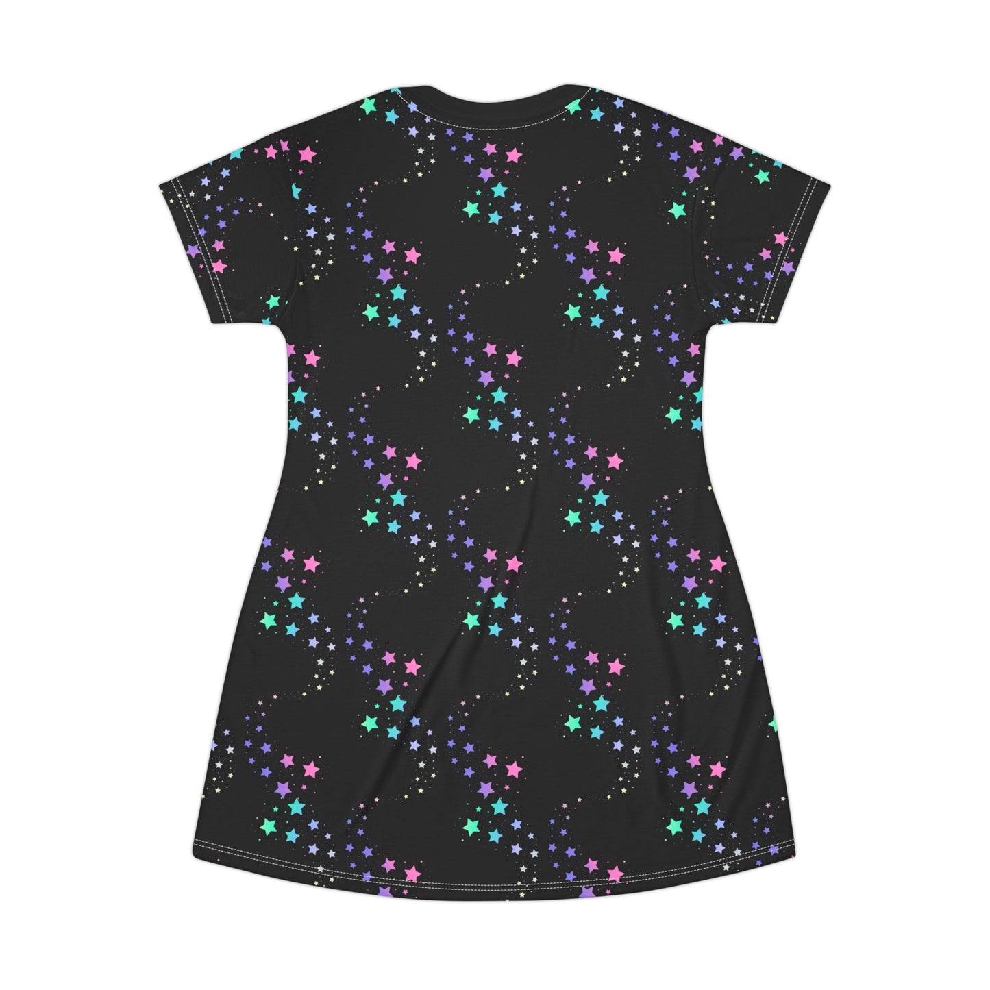 Celestial Pop Star T-Shirt Dress – Cosmic Starry Night Print by Druvs