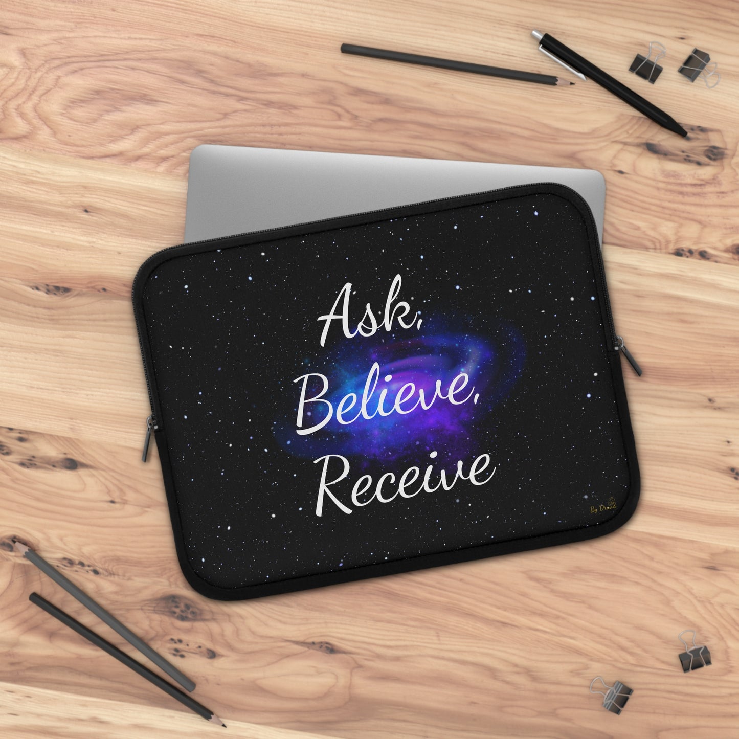 Ask. Believe. Receive. Laptop Sleeve – Cosmic Law of Attraction Tech Case by Druvs