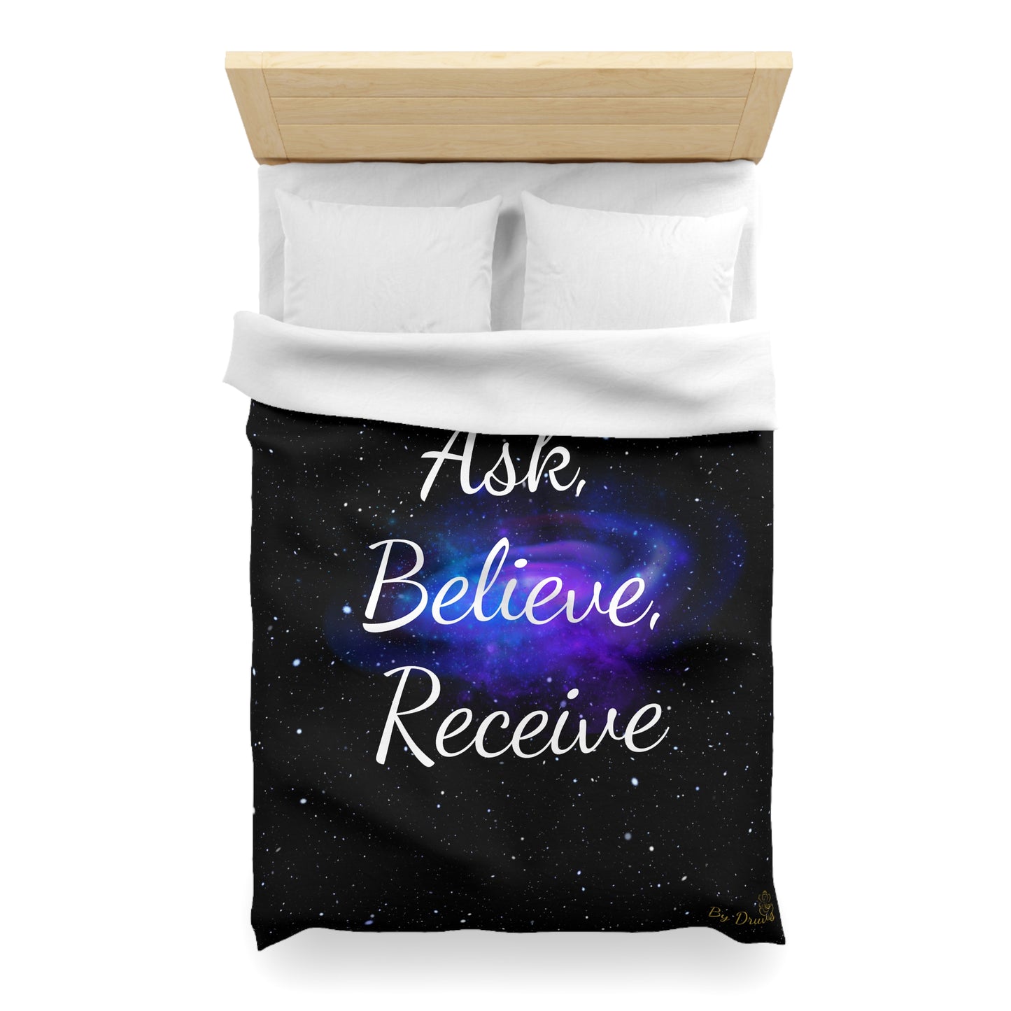 Ask Believe Receive Duvet Cover – Law of Attraction Cosmic Bedding by Druvs (Multiple Sizes, Worldwide Shipping)