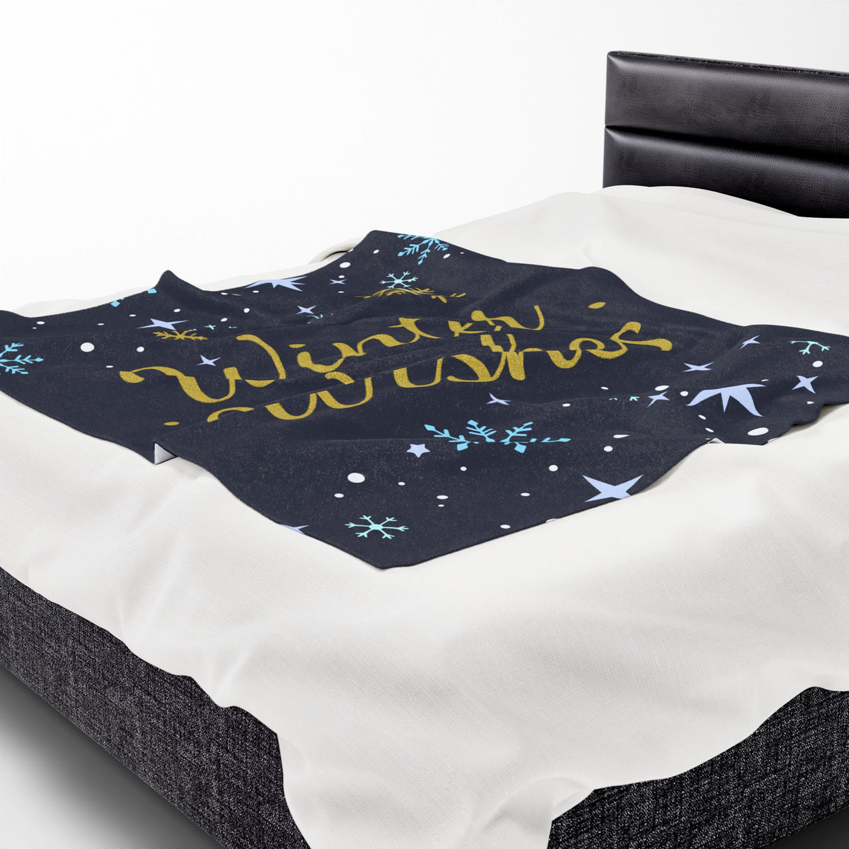 Winter Wishes Sherpa Throw Blanket – Navy & Gold – product photo 9 of 24