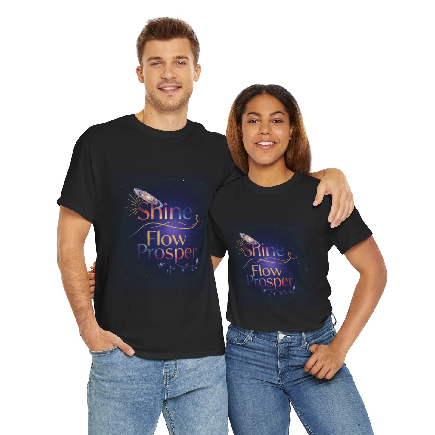 Shine Flow Prosper T-Shirt – Cosmic Manifestation Tee by Druvs