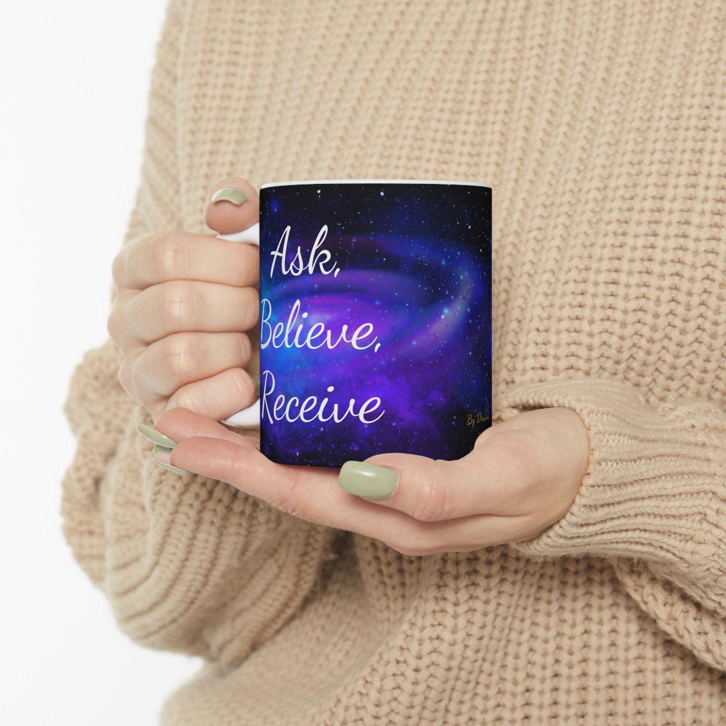 Ask. Believe. Receive. Mug – Galaxy Manifestation Coffee Cup | Druvs
