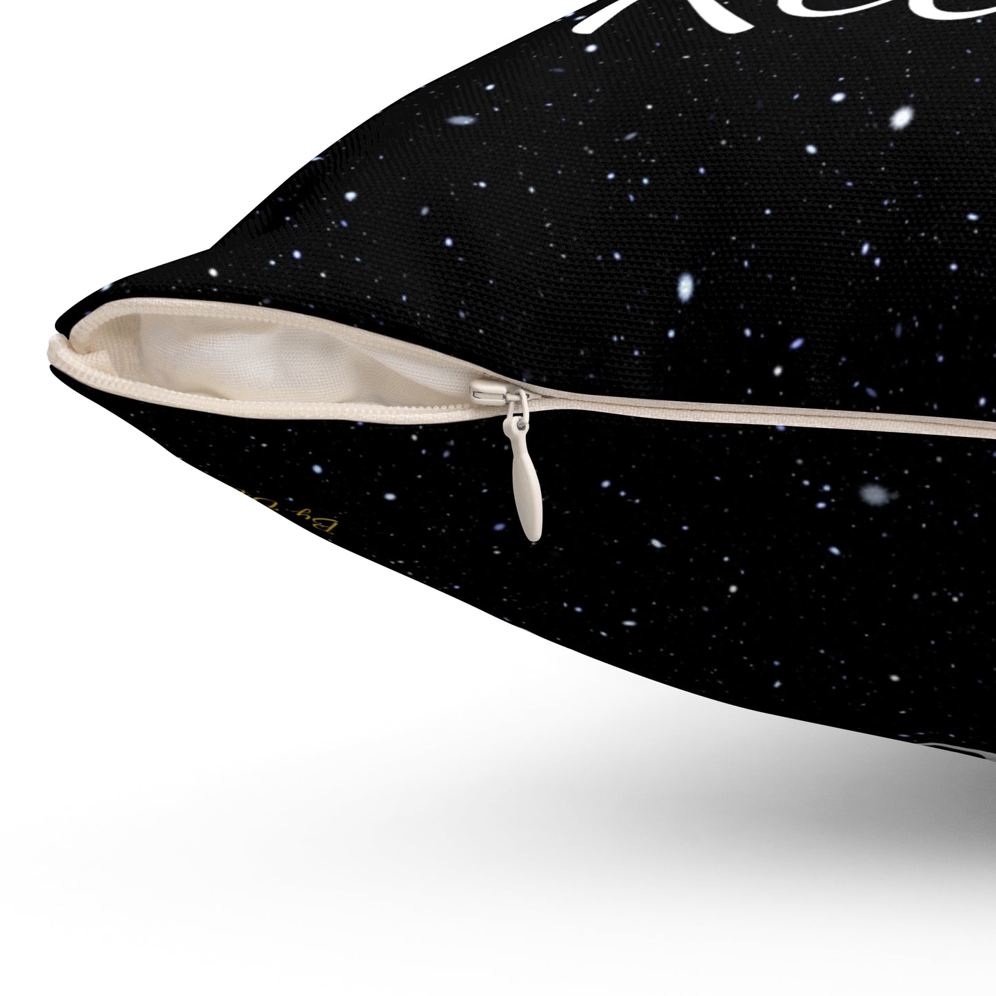 "Ask, Believe, Receive" Galaxy Affirmation Cushion – Law of Attraction Decor by Druvs