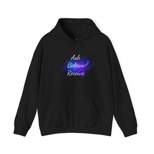 Ask Believe Receive Hoodie | Spiritual Manifestation Sweatshirt for Meditation & Mindfulness