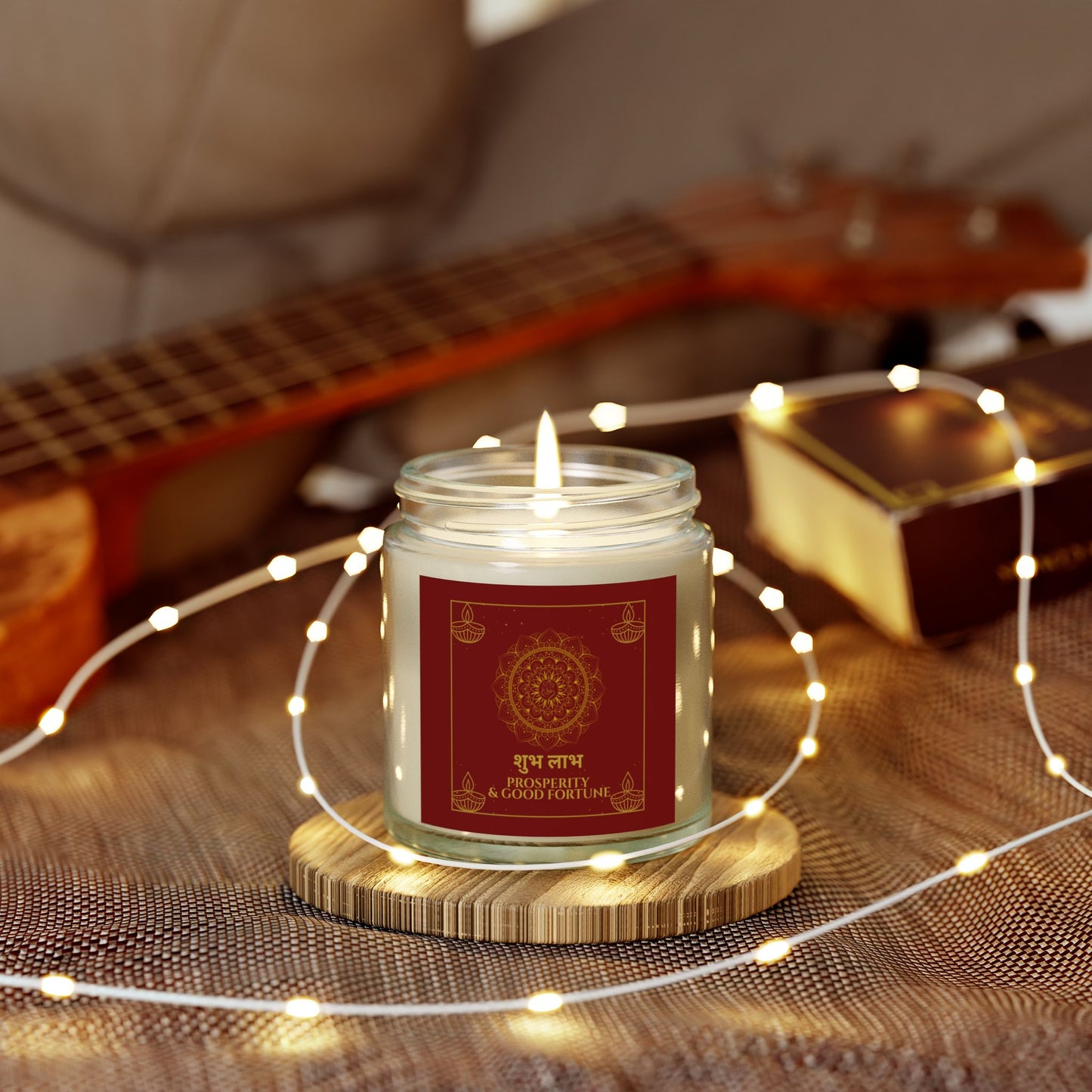 Shubh Labh Prosperity Candle – Red & Gold Diwali Soy Jar | Good Fortune Edition