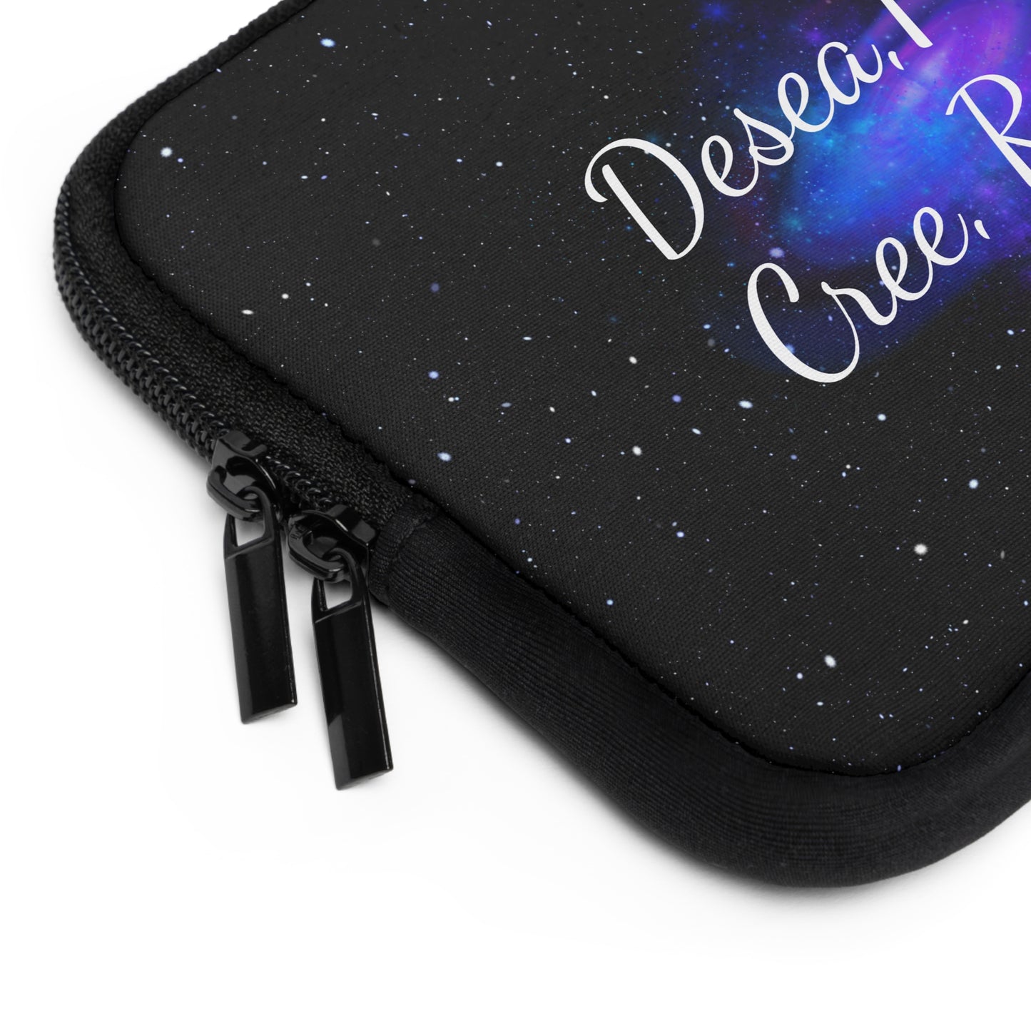 “Desea, Pide, Cree, Recibe” Laptop Sleeve – Galaxy Manifestation Case by Druvs (Multiple Sizes)