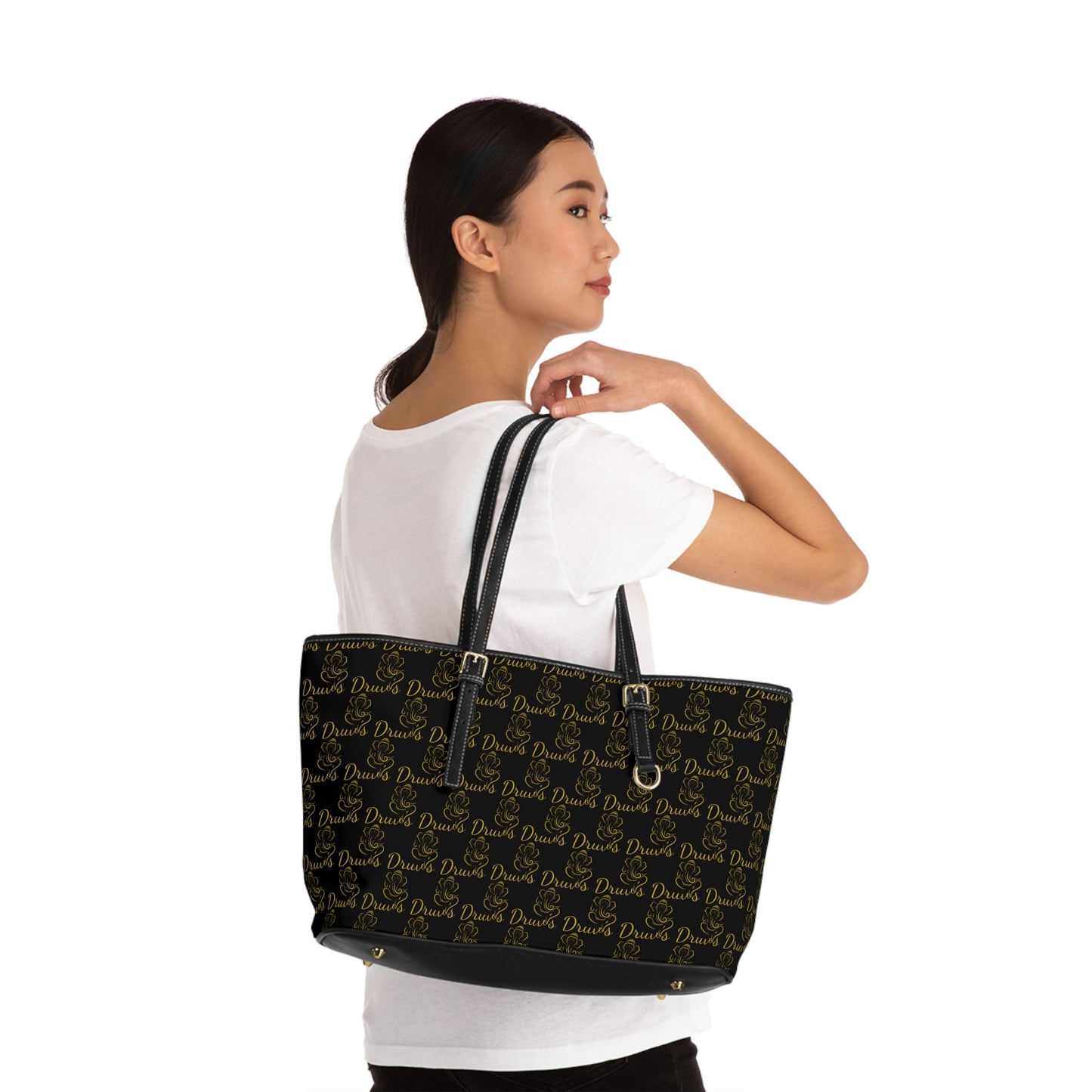 Druvs Monogram Shoulder Bag – Elegant Leather Tote | 100% PU