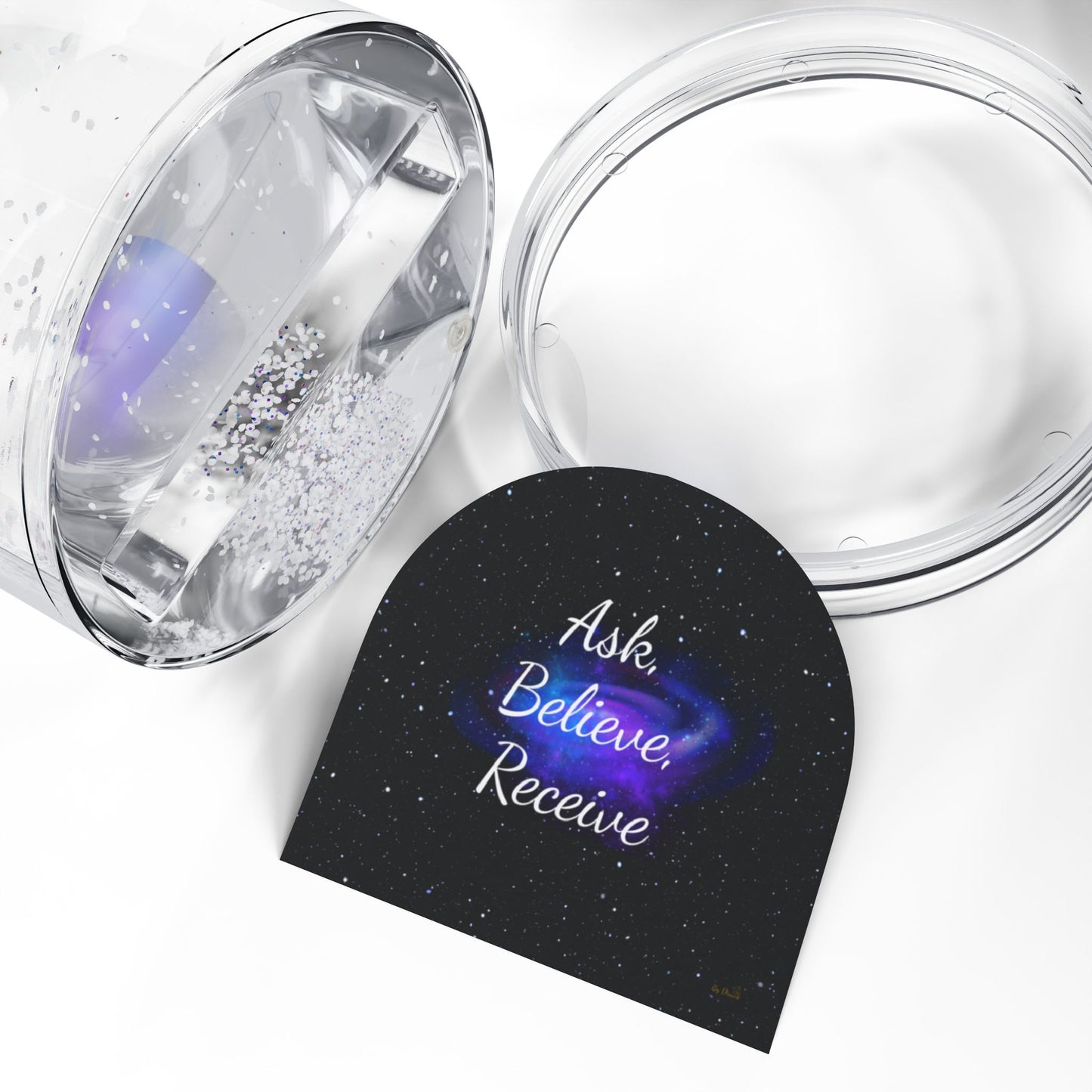 Ask. Believe. Receive. Snow Globe – Cosmic Law of Attraction Affirmation Decor