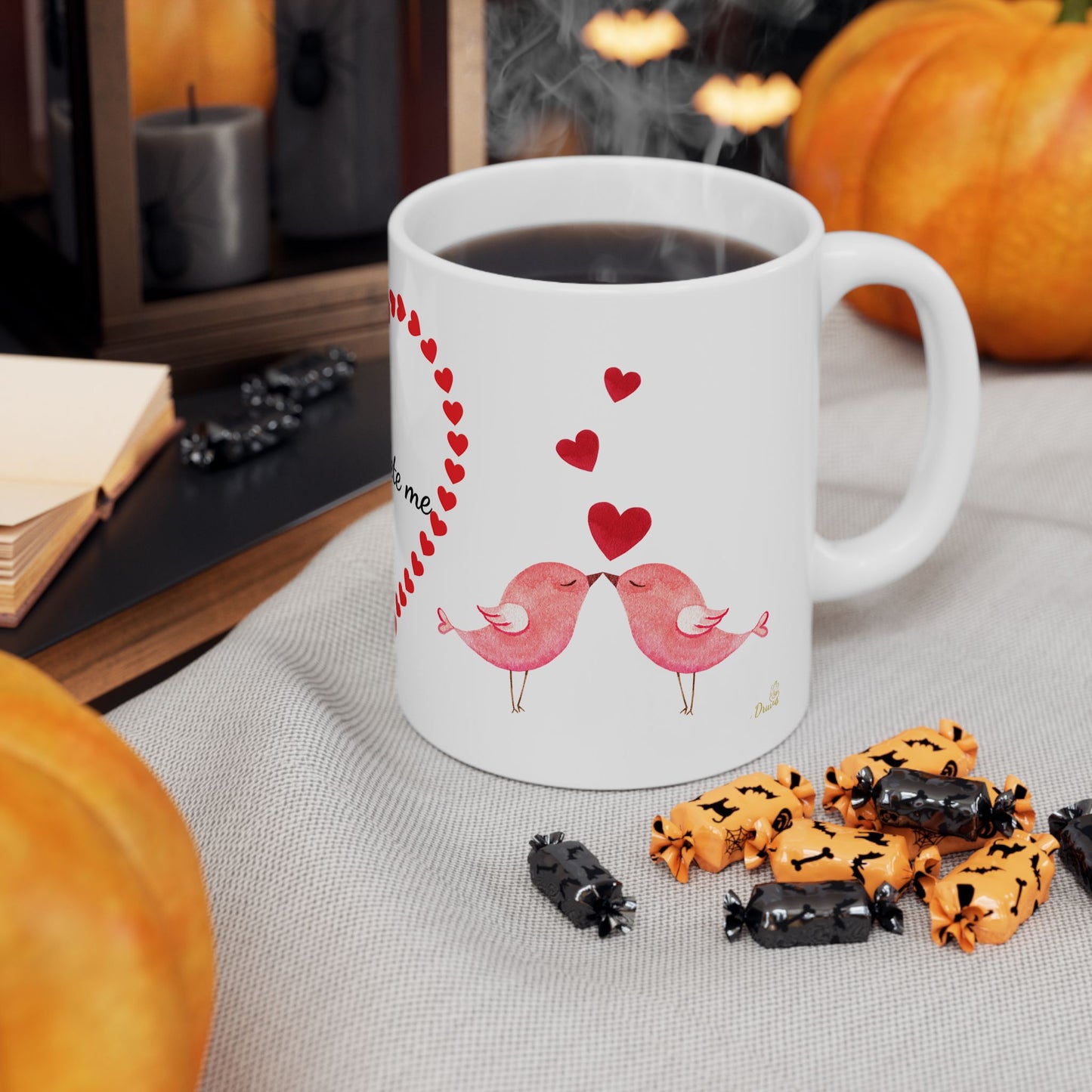 You Complete Me Mug – Valentine's Day Ceramic Cup with Cupid & Lovebirds
