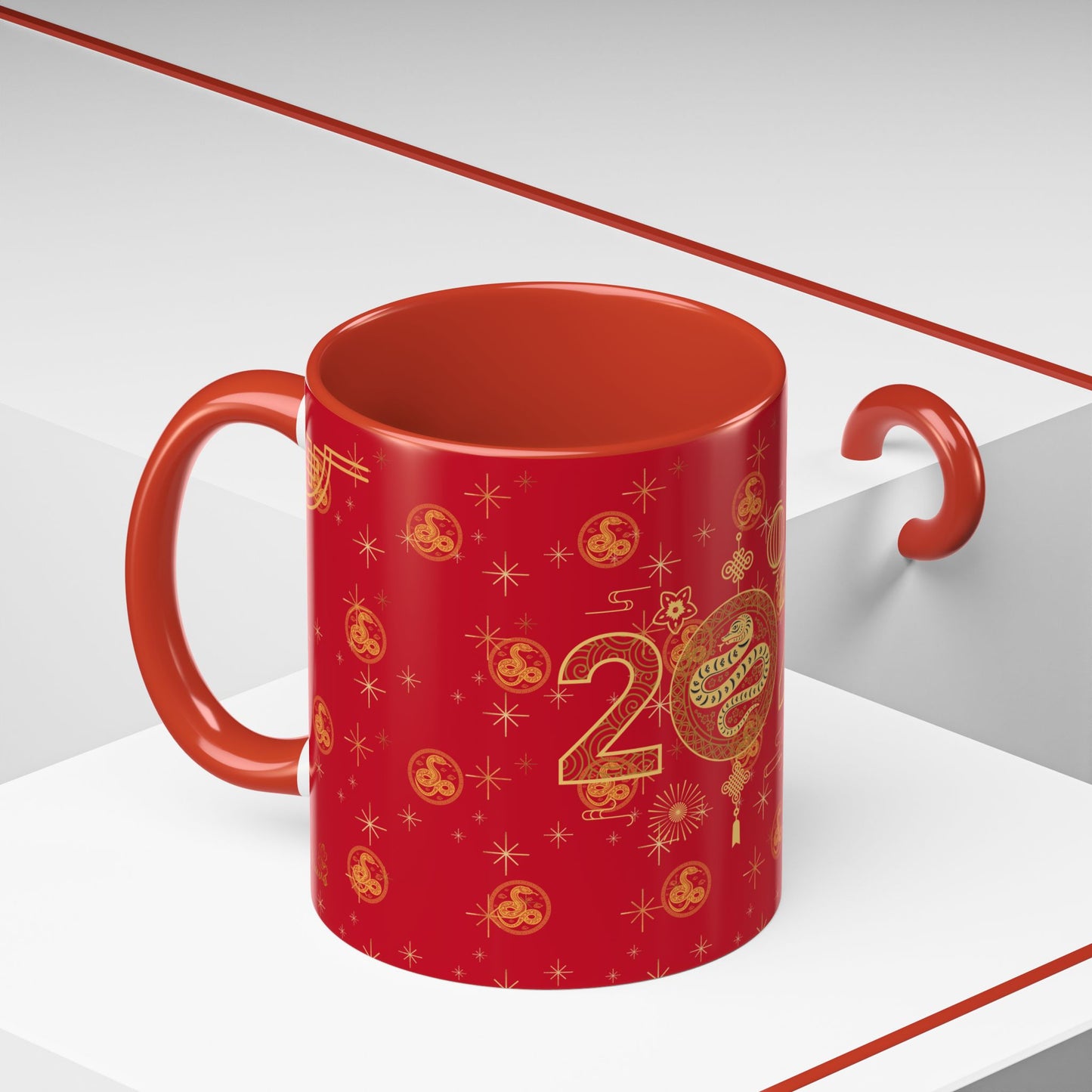 2025 Chinese New Year Mug – Year of the Snake Red & Gold Ceramic Cup