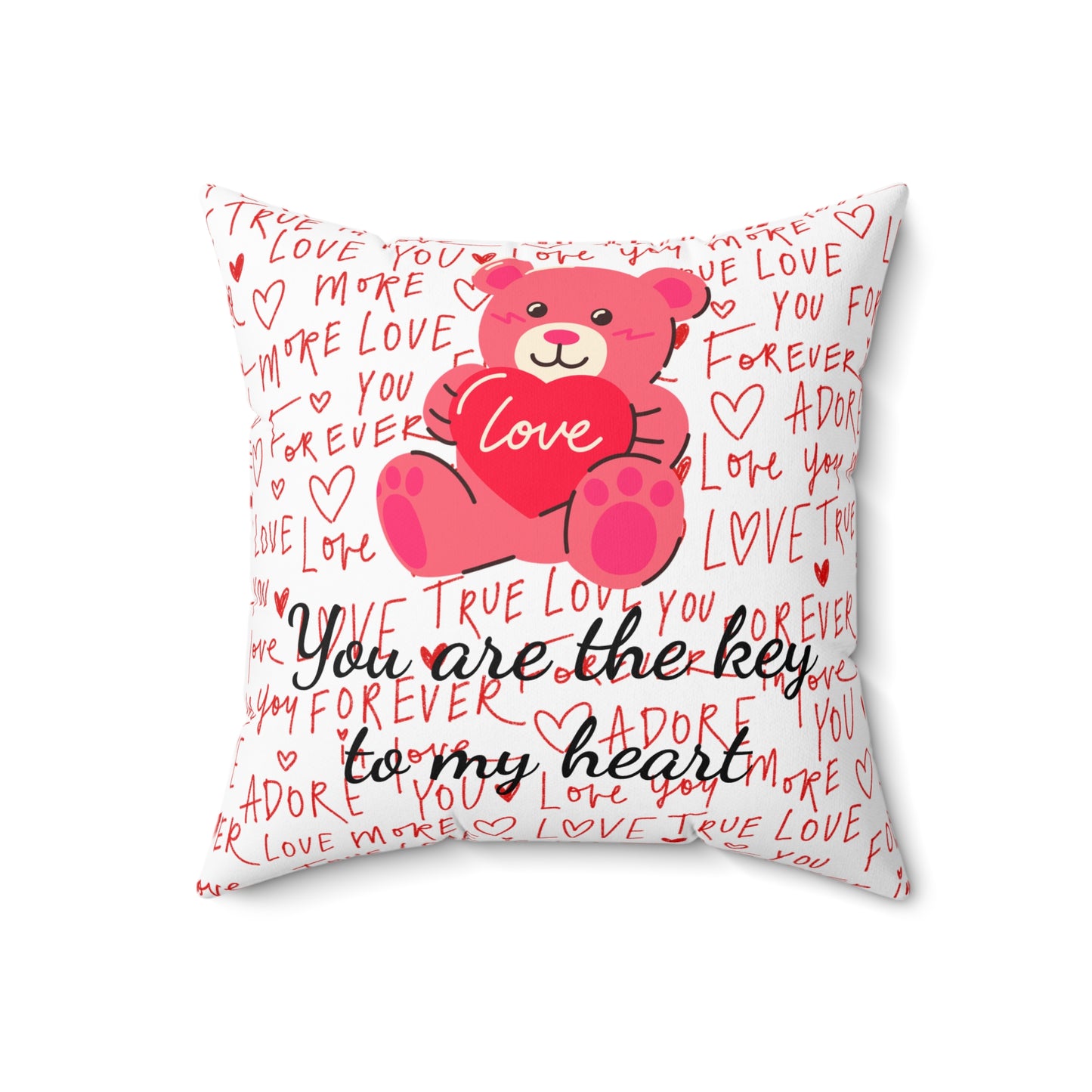 Valentine’s Day Love Cushion – You Are the Key to My Heart Teddy Pillow