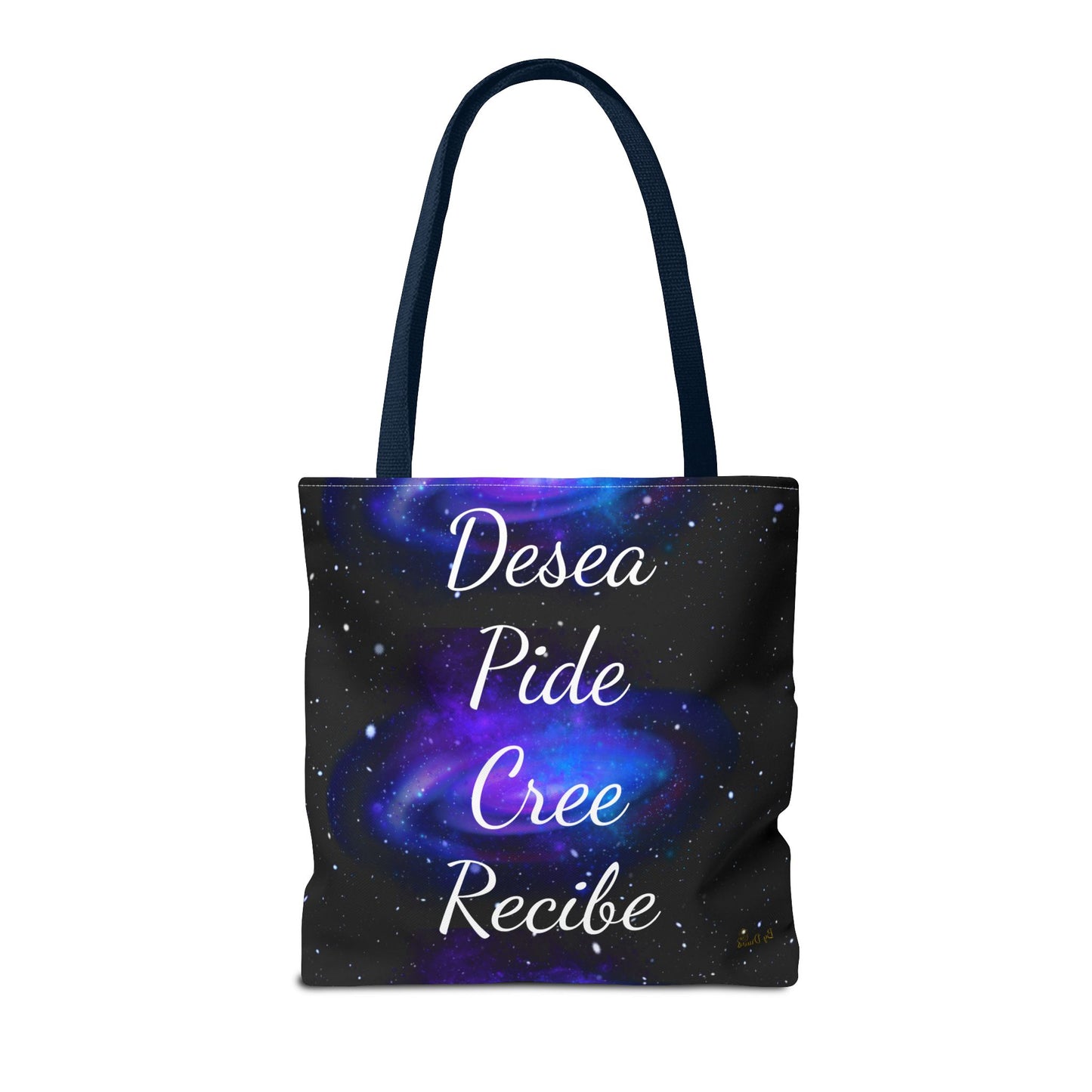 Desea Pide Cree Recibe Tote Bag – Bolsa Cósmica de Afirmaciones Espirituales por Druvs