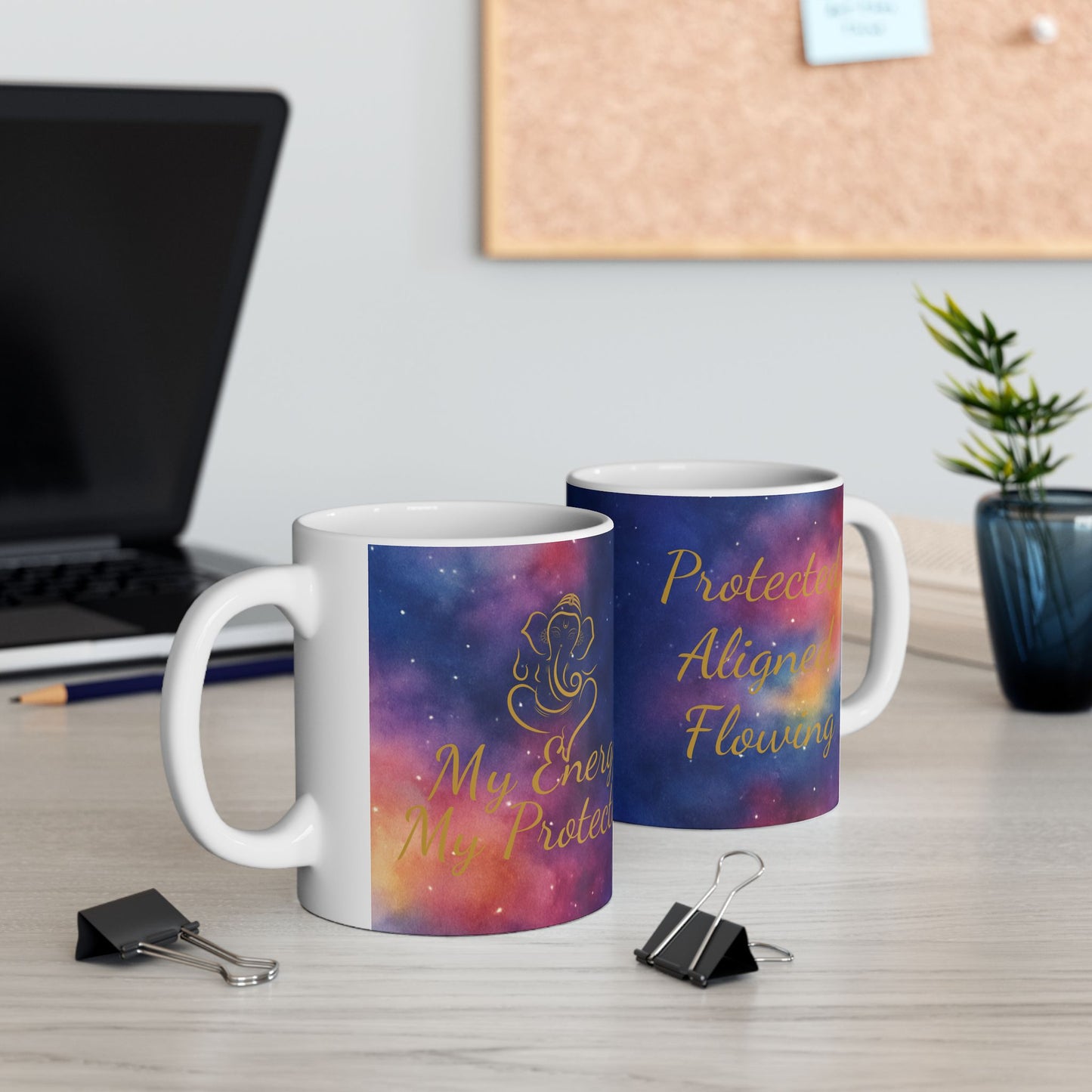 Ganesh Galaxy Mug – “My Energy My Protector” (11oz Ceramic)