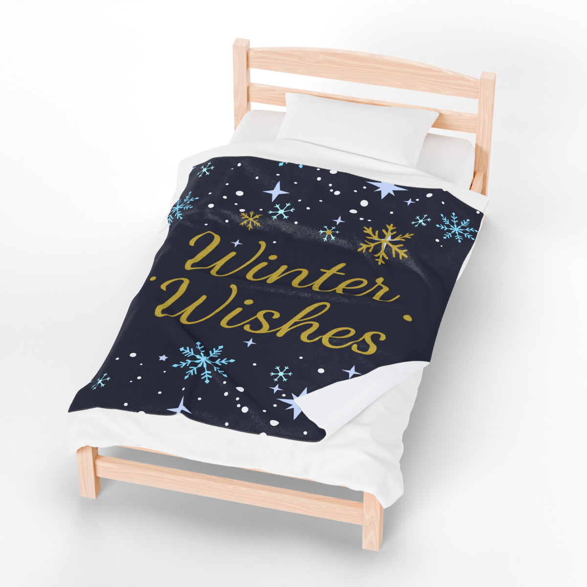 Winter Wishes Sherpa Throw Blanket – Navy & Gold – product photo 7 of 24