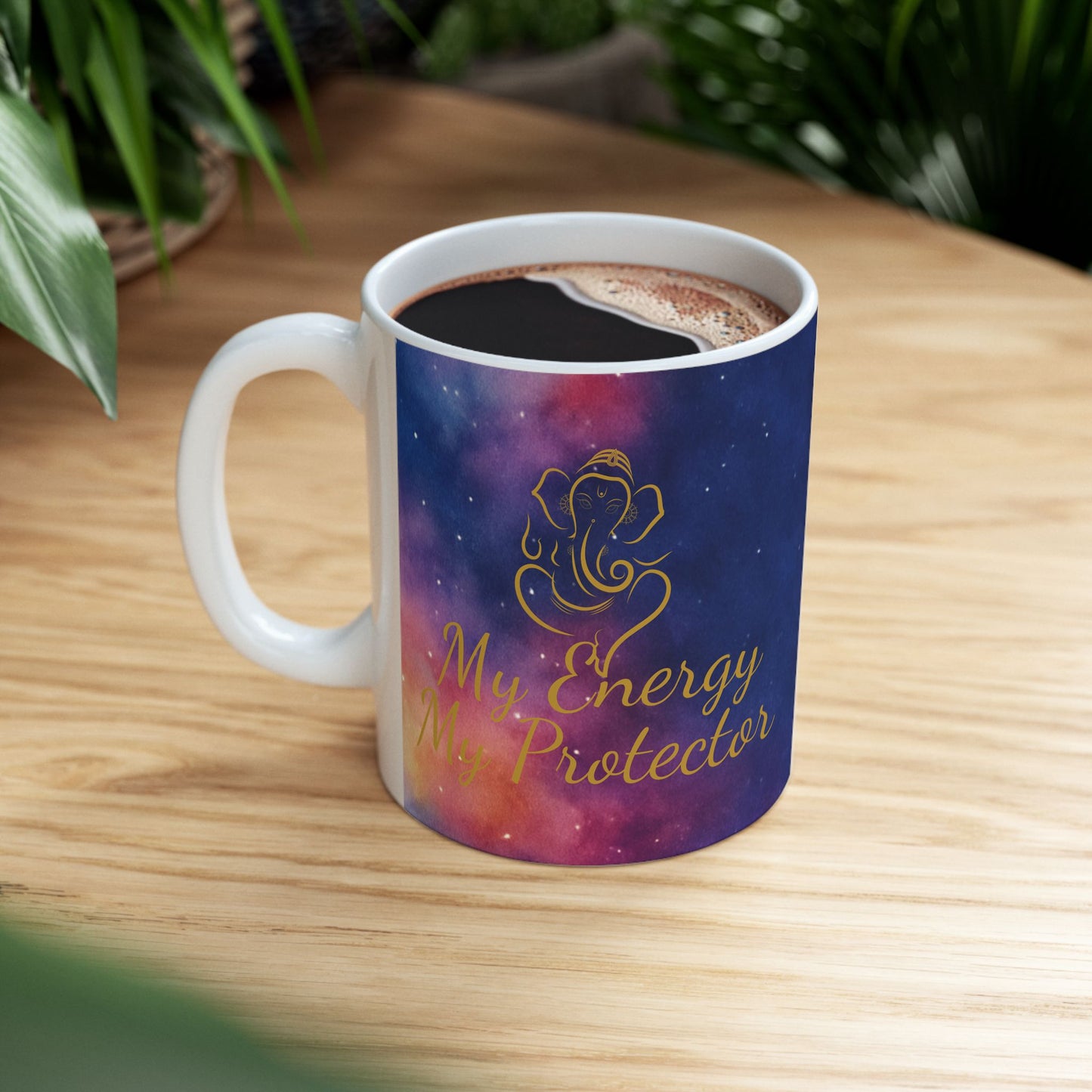 Ganesh Galaxy Mug – “My Energy My Protector” (11oz Ceramic)