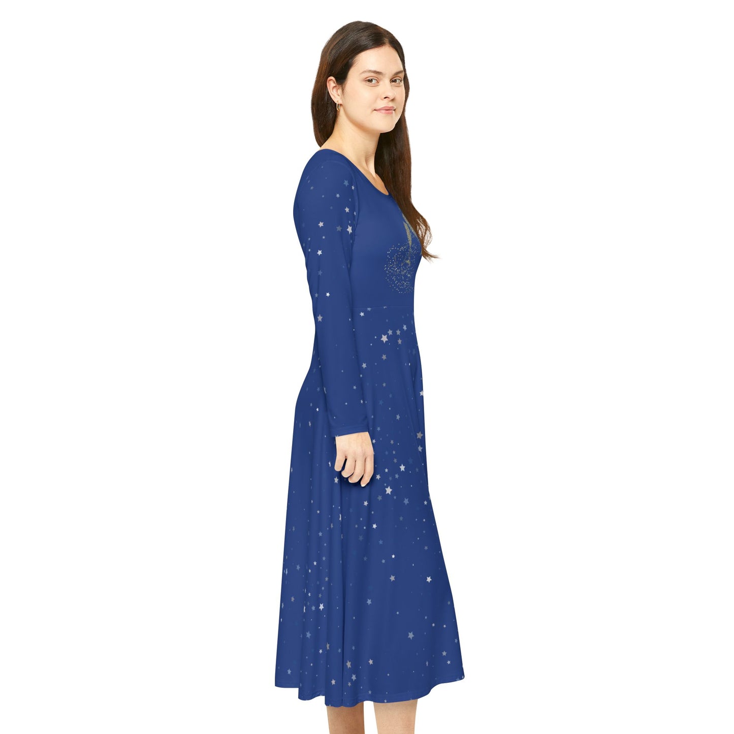 Long Sleeve Dress with Champagne Glass and Stars