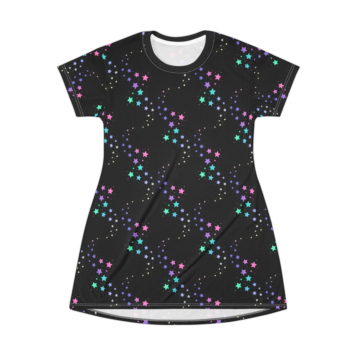 Celestial Pop Star T-Shirt Dress – Cosmic Starry Night Print by Druvs
