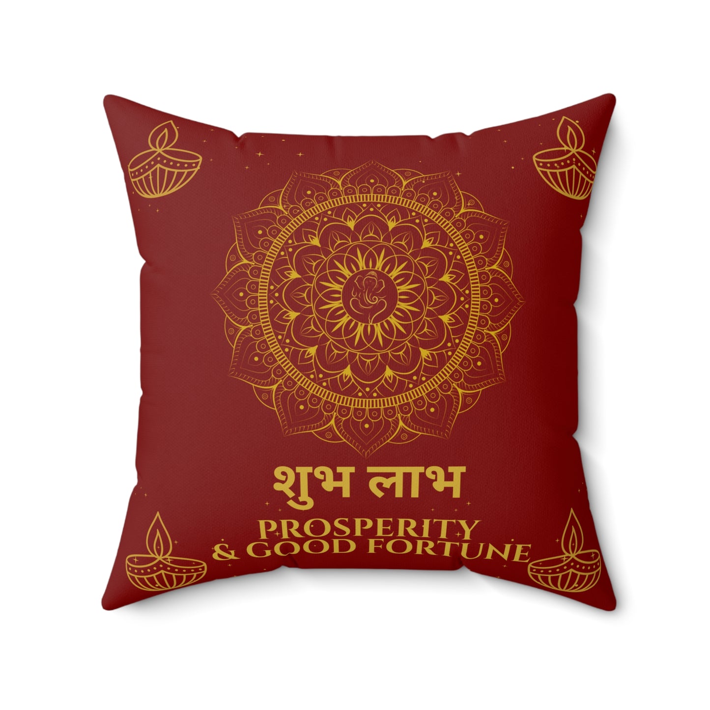 Shubh Labh Cushion – Prosperity & Good Fortune Mandala Pillow for Diwali Decor
