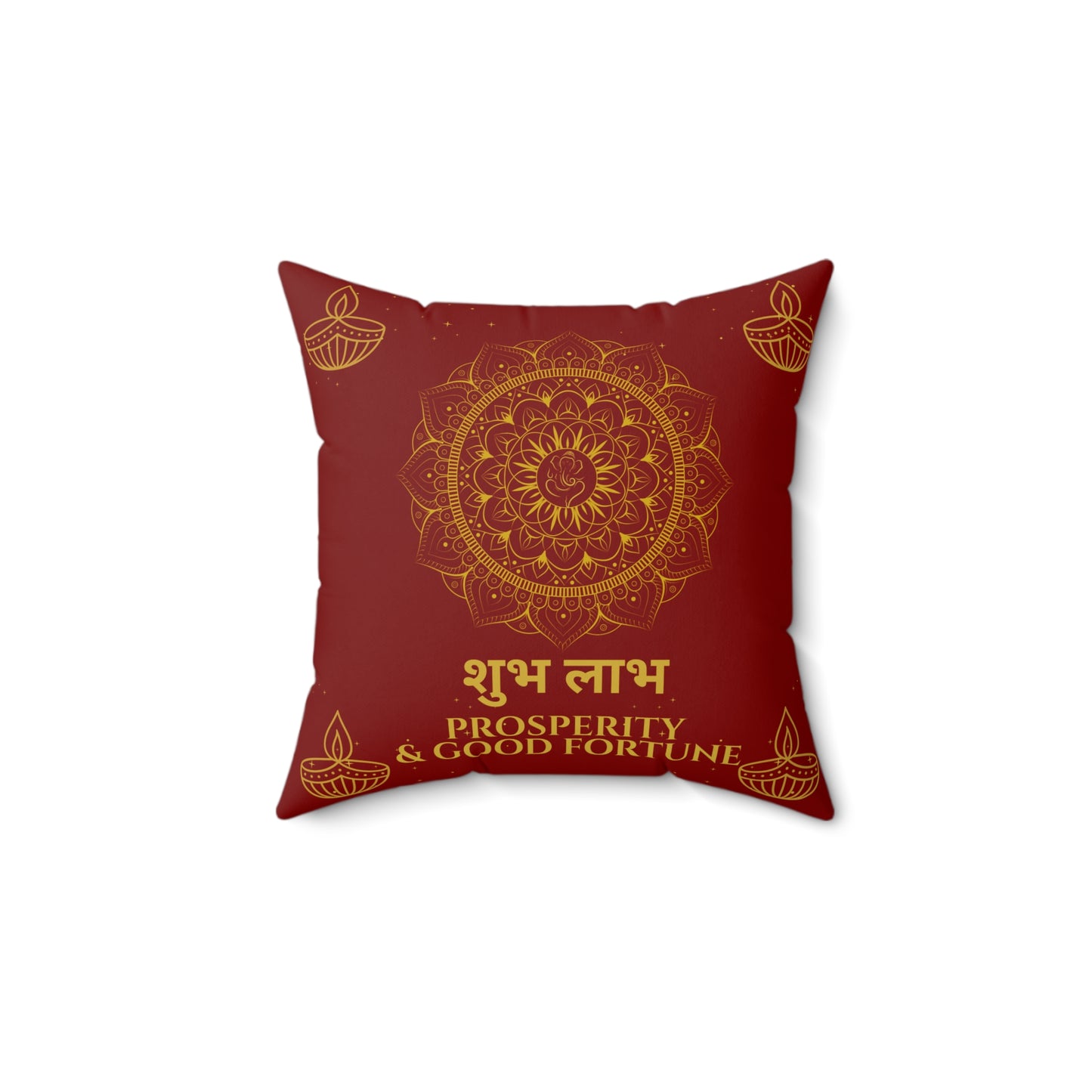 Shubh Labh Cushion – Prosperity & Good Fortune Mandala Pillow for Diwali Decor