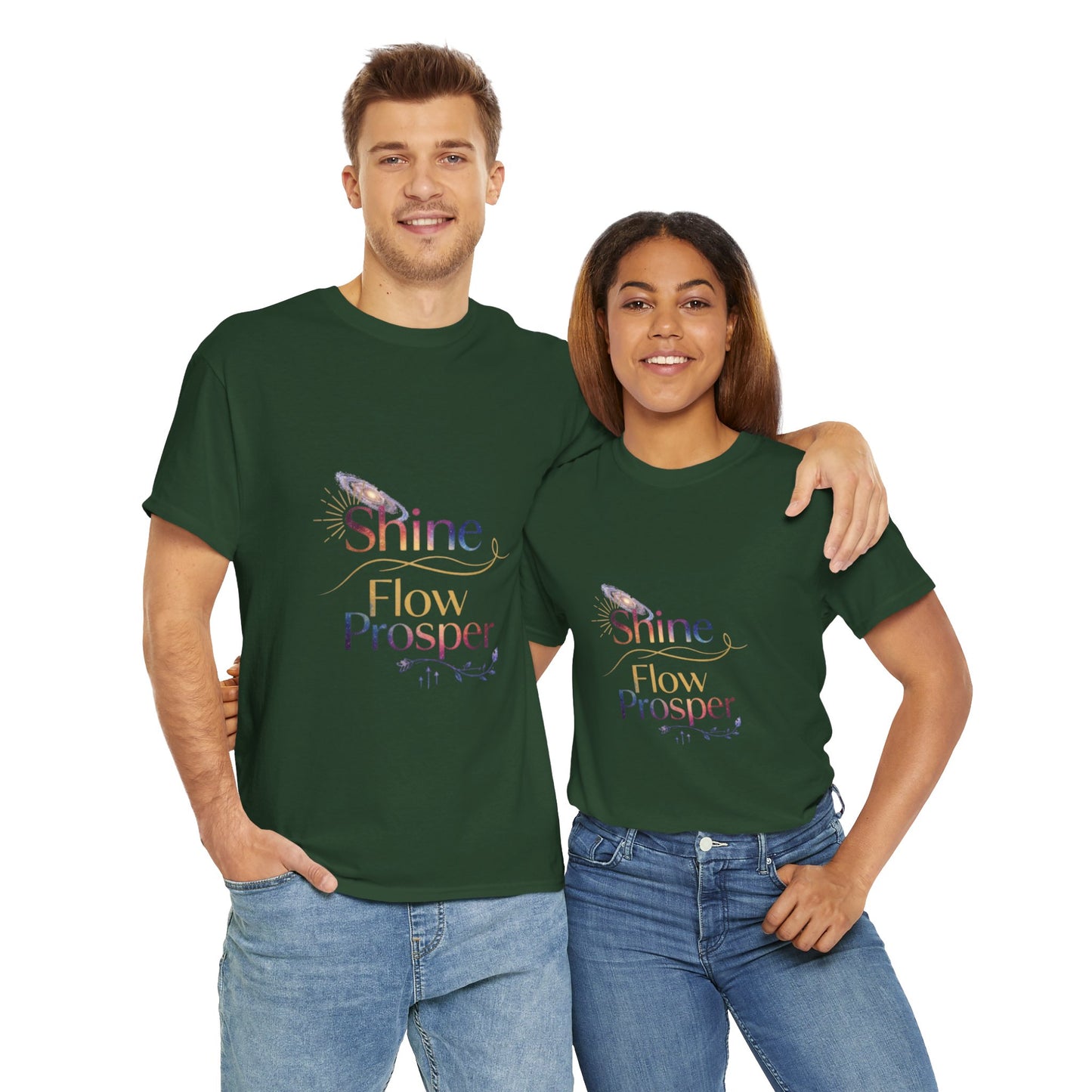 Shine Flow Prosper T-Shirt – Cosmic Manifestation Tee by Druvs