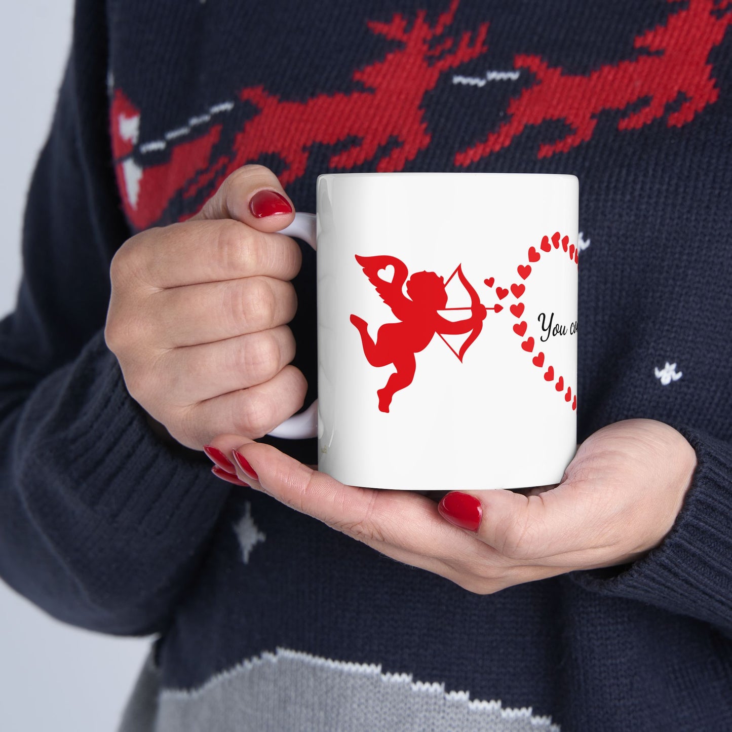 You Complete Me Mug – Valentine's Day Ceramic Cup with Cupid & Lovebirds