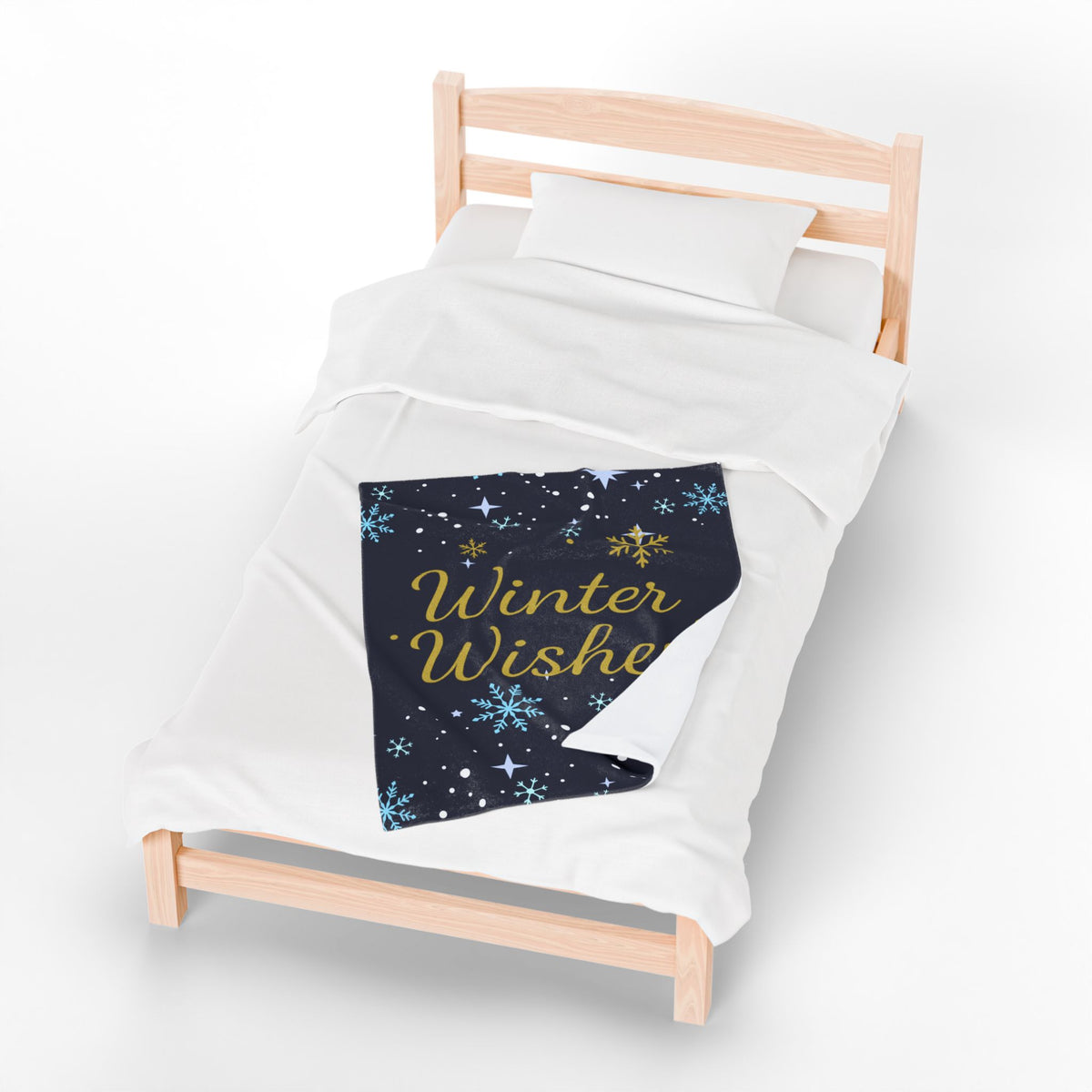Winter Wishes Sherpa Throw Blanket – Navy & Gold – product photo 21 of 24